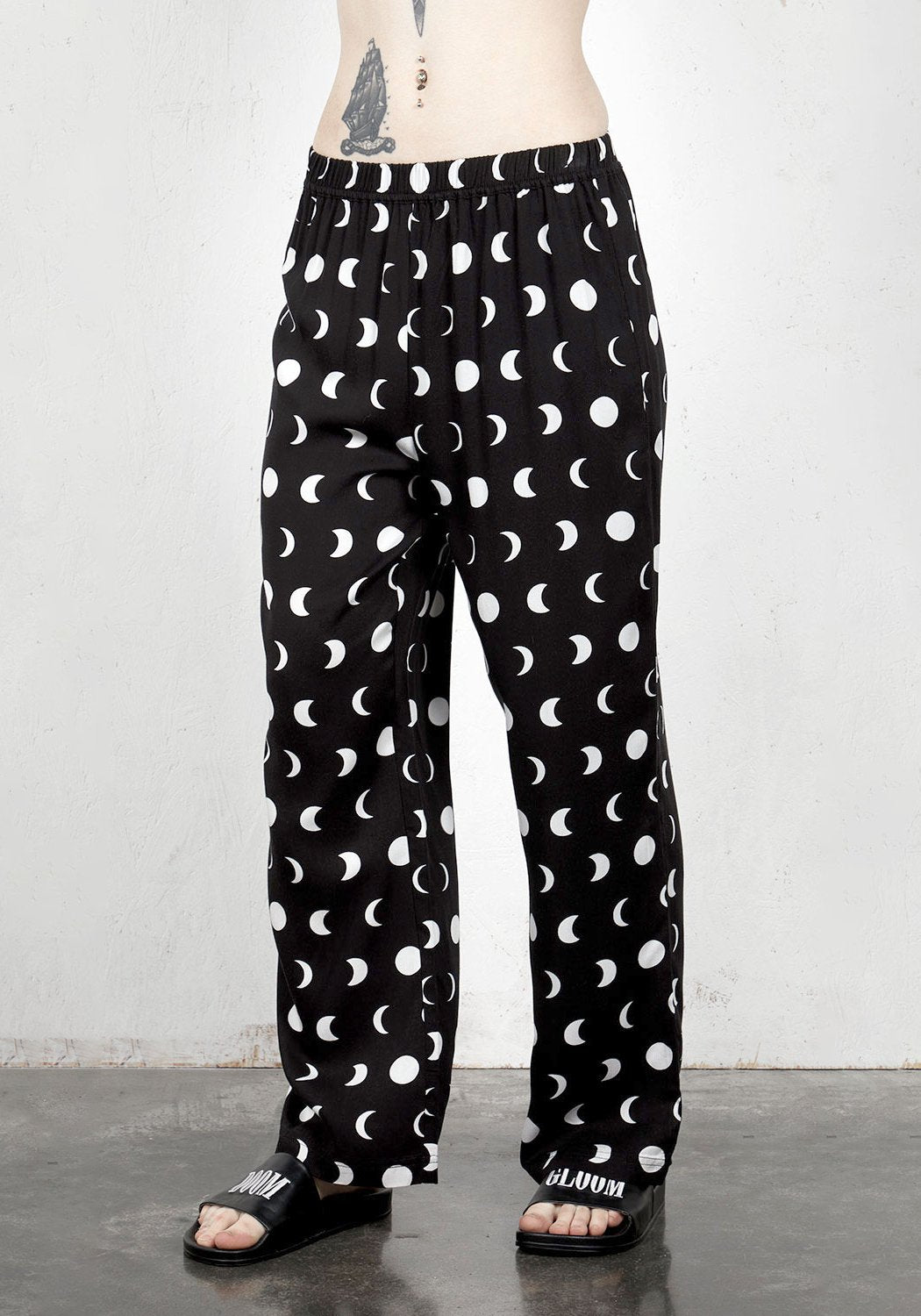 Moon Phase Lounge Pants for Women - Soft Rayon & Wide Leg