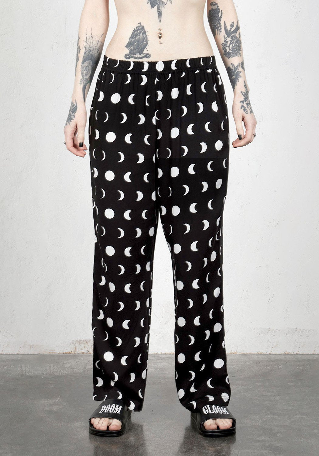 Moon Phase Lounge Pants for Women - Soft Rayon & Wide Leg