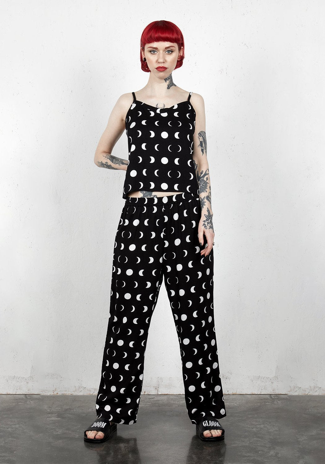 Moon Phase Lounge Pants for Women - Soft Rayon & Wide Leg