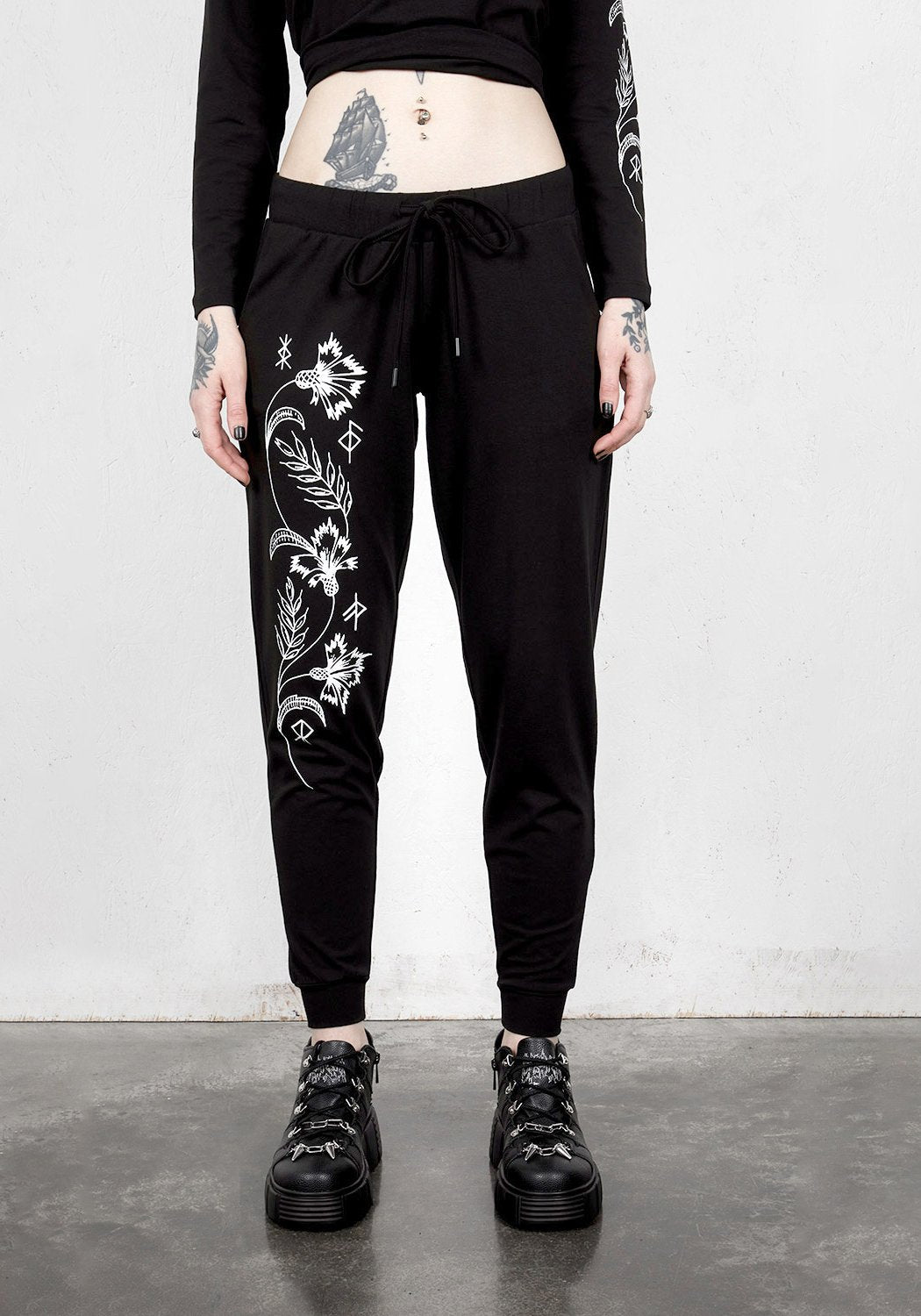 Lightweight Cotton Viscose Sweatpants with Rune Print | Incantation