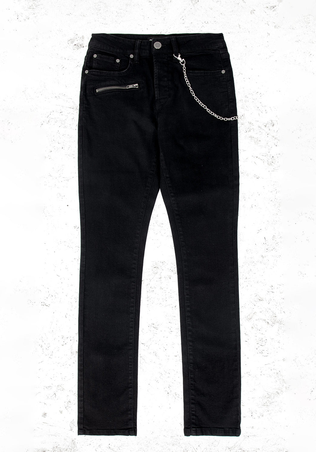 Black Skinny Jeans with Detachable Chain & Punk Details | Grave