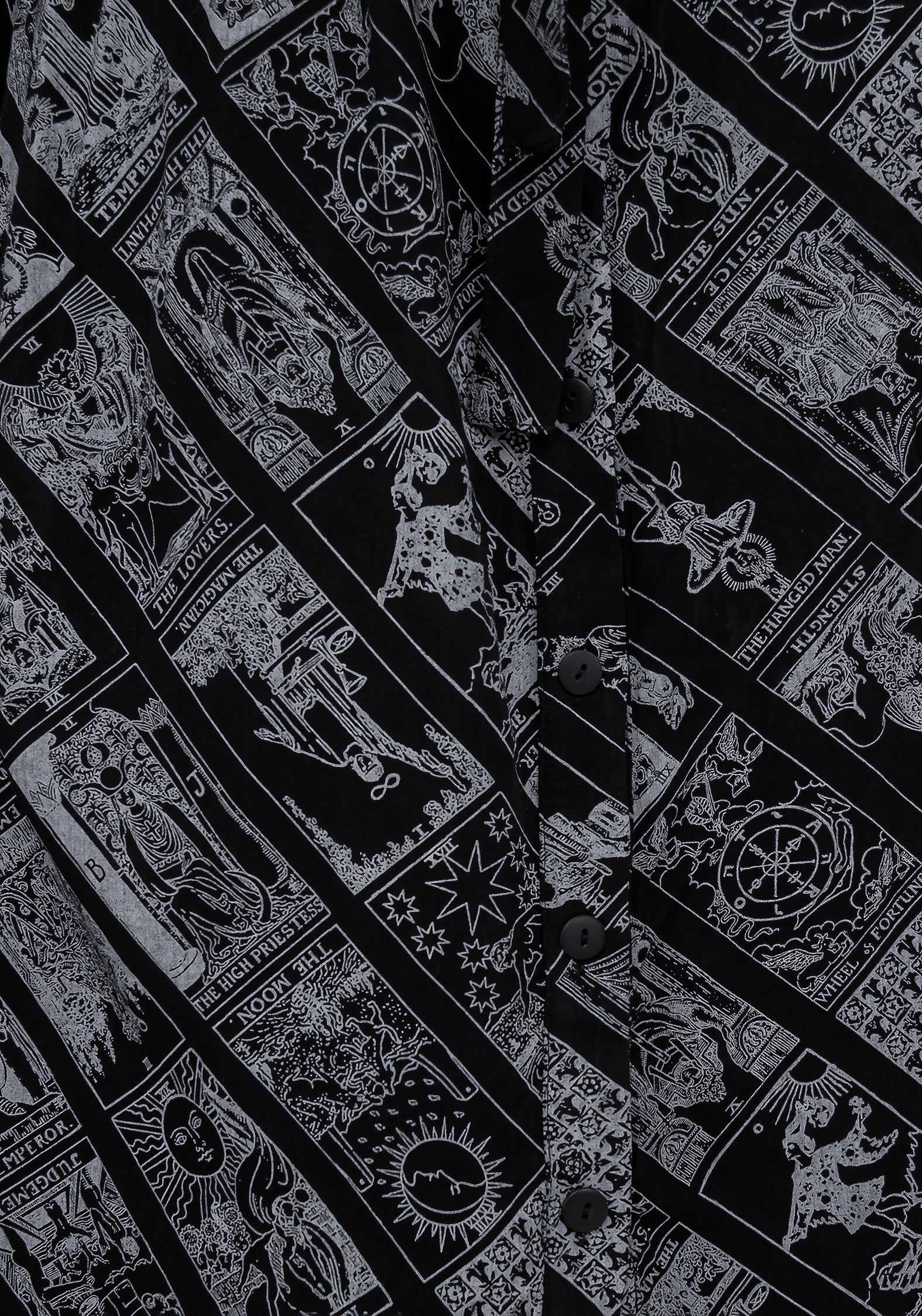 Black Tarot Print Midi Shirt Dress with Belt | Cartomancy