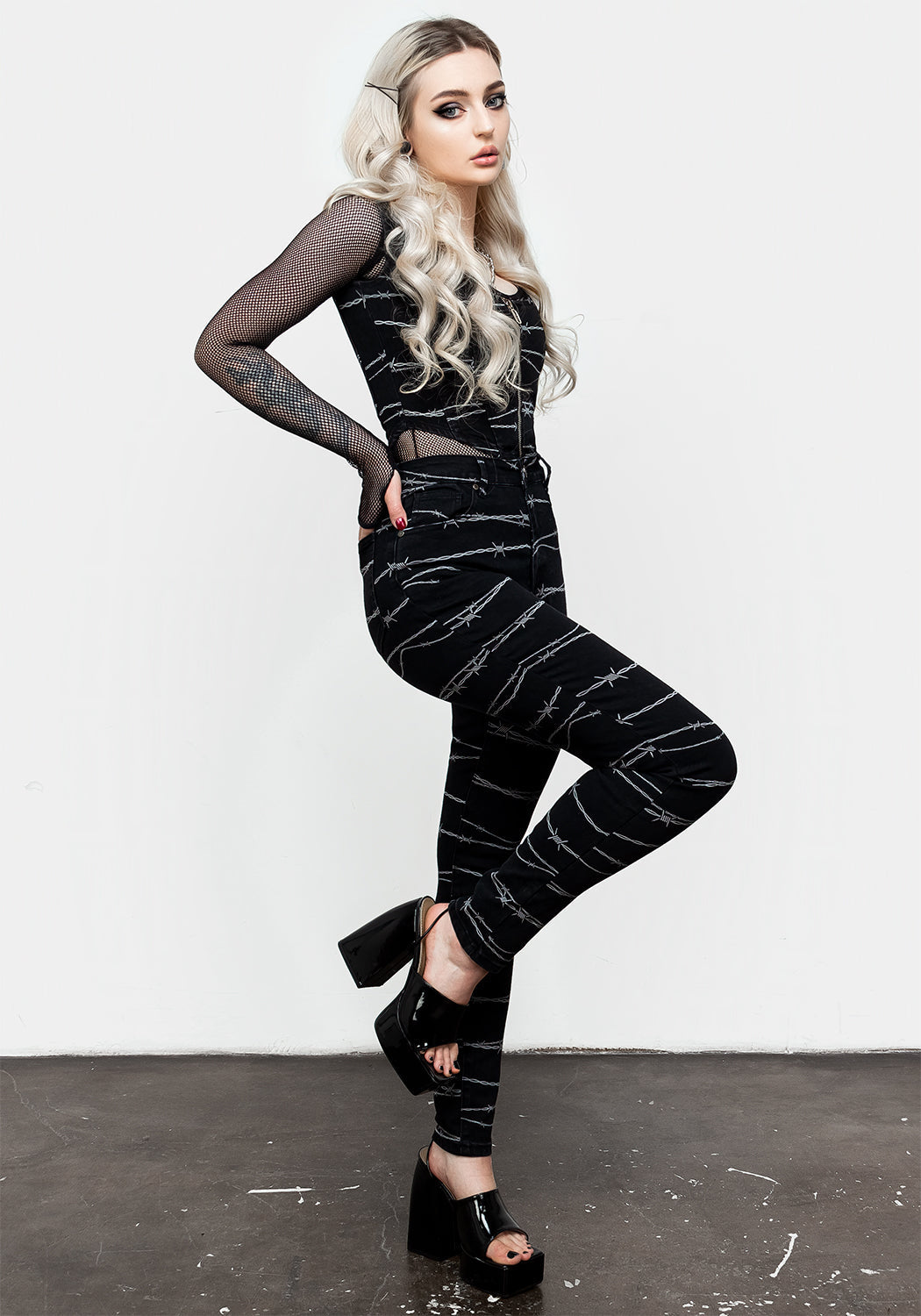 Barbed Wire Skinny Jeans for Women | High-Waisted Stretch Denim