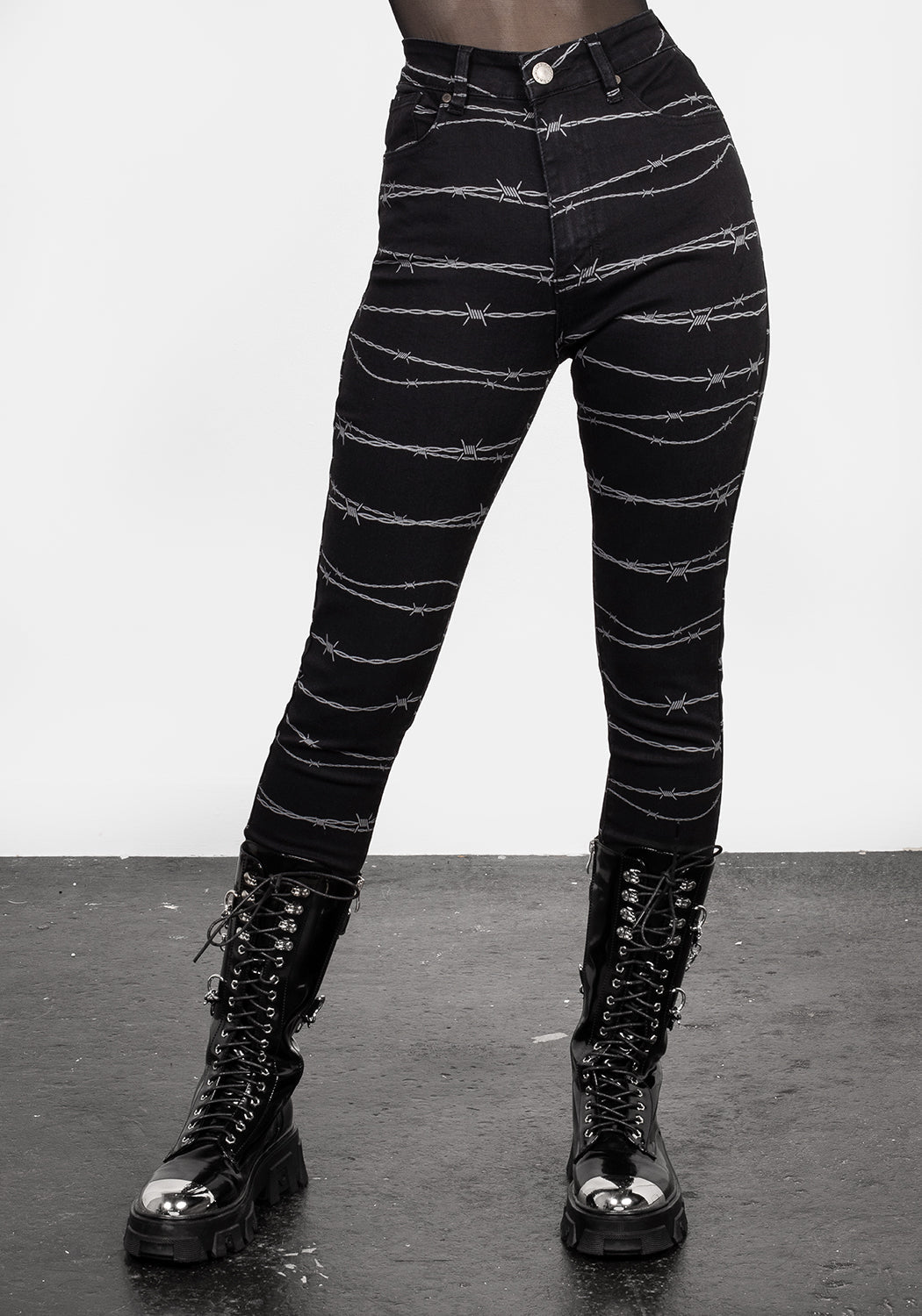 Barbed Wire Skinny Jeans for Women | High-Waisted Stretch Denim