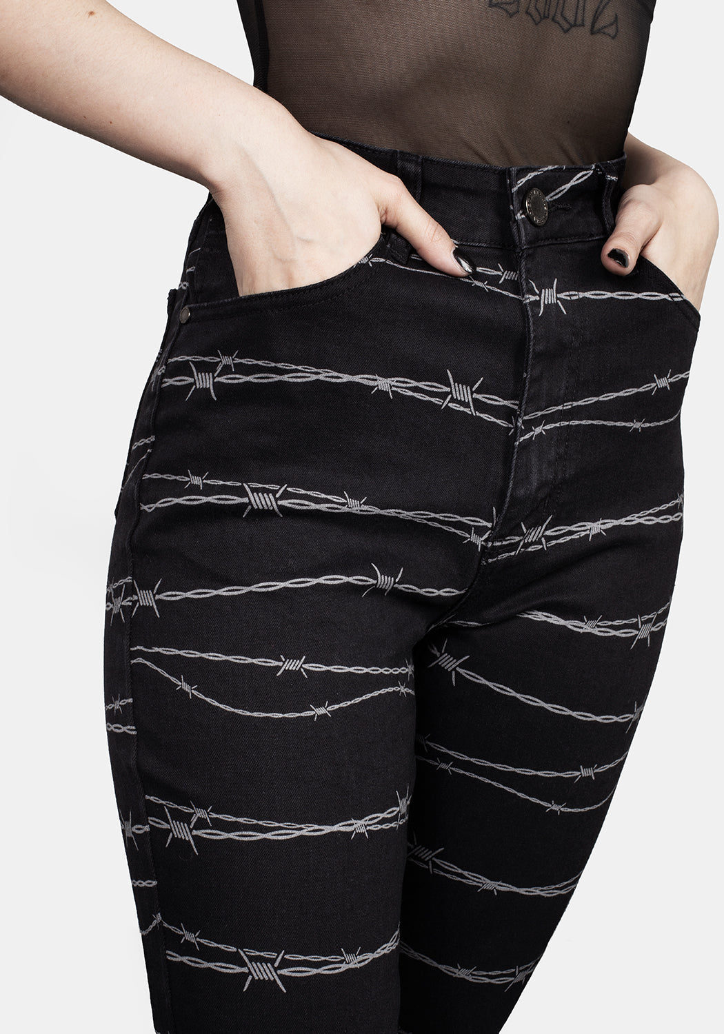Barbed Wire Skinny Jeans for Women | High-Waisted Stretch Denim