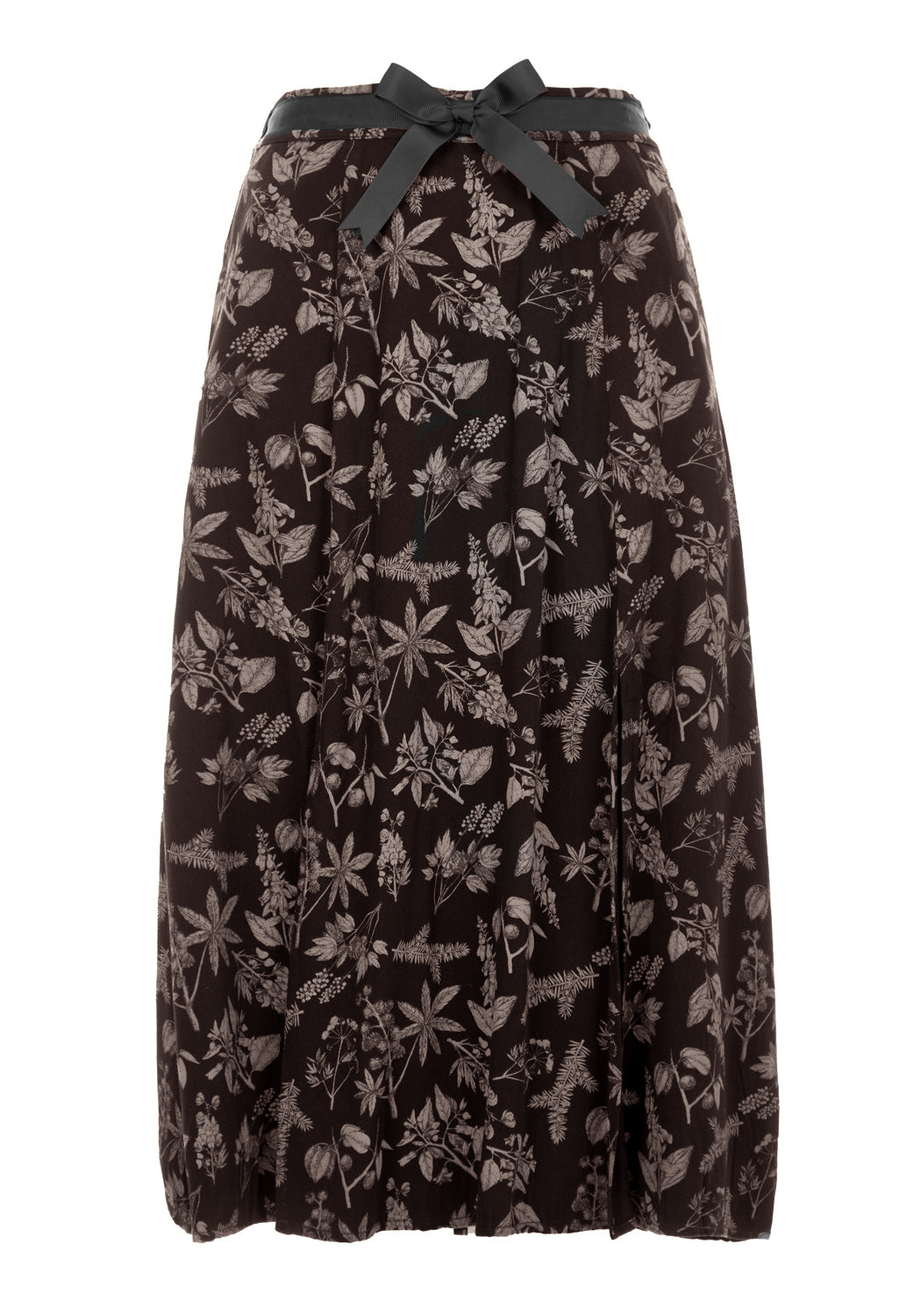 Poisonous Plant Print Split Midi Skirt with Pockets | 100% Rayon