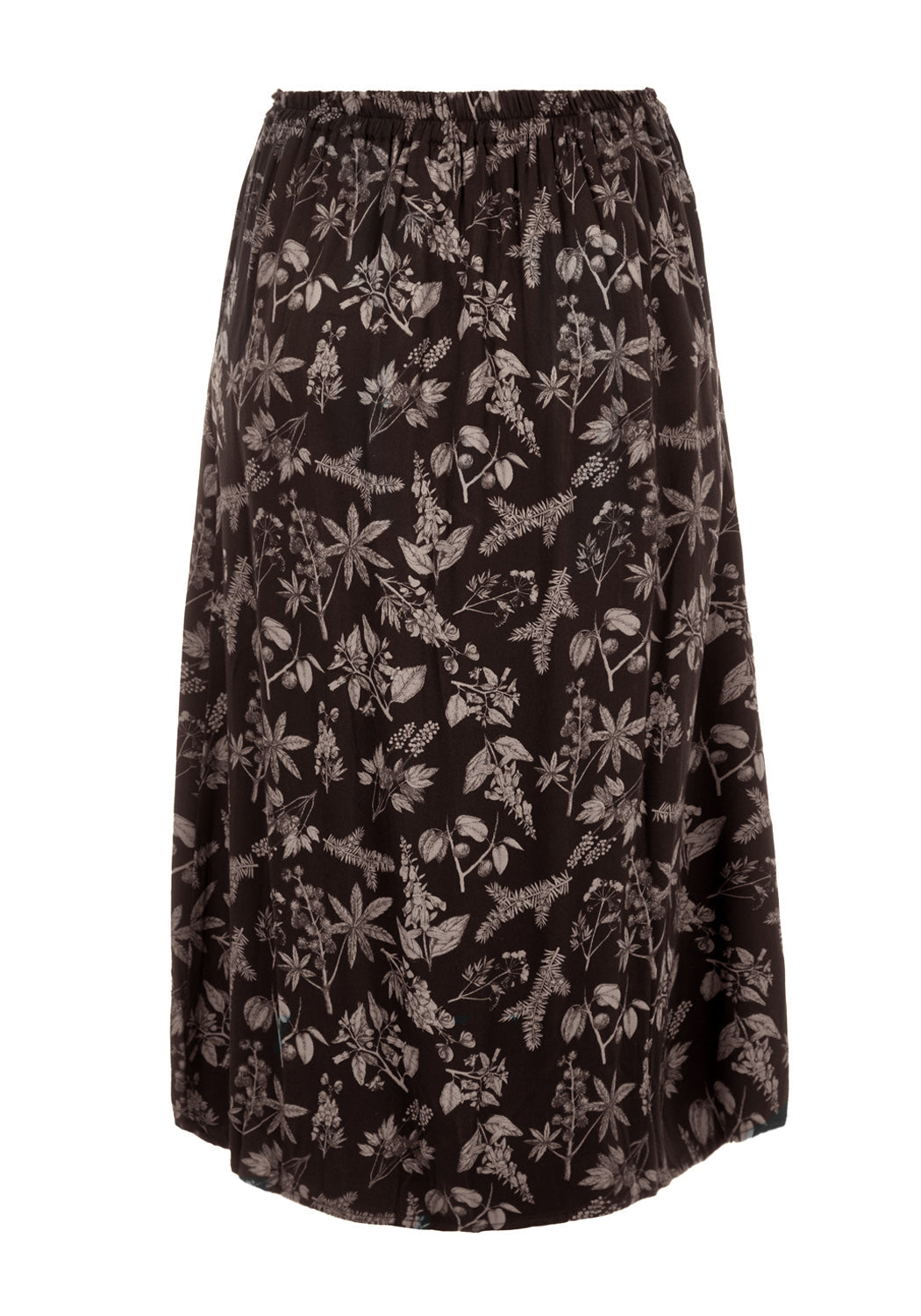 Poisonous Plant Print Split Midi Skirt with Pockets | 100% Rayon