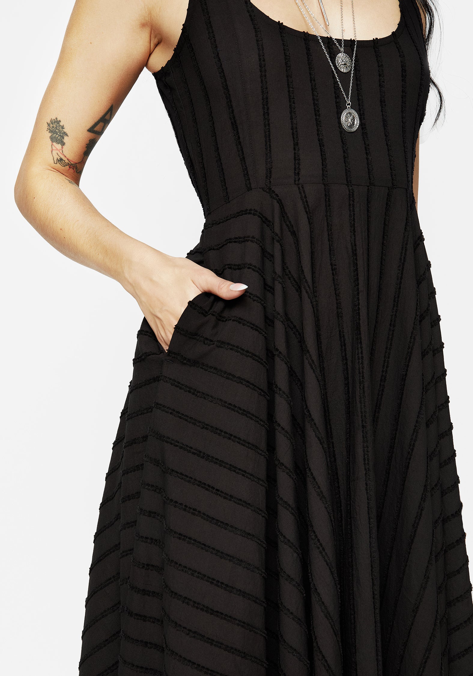 Black Striped Handkerchief Hem Dress | Blythe Midaxi Cami