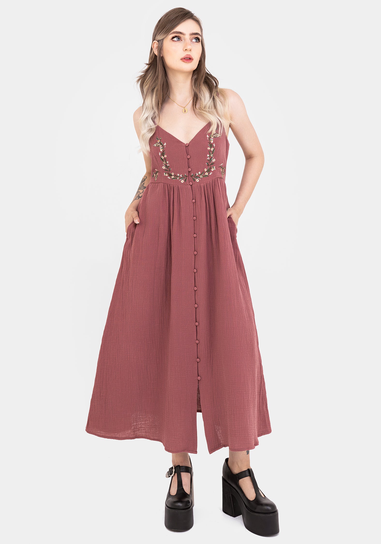 Floral Embroidered Cotton Cami Dress | Abundance