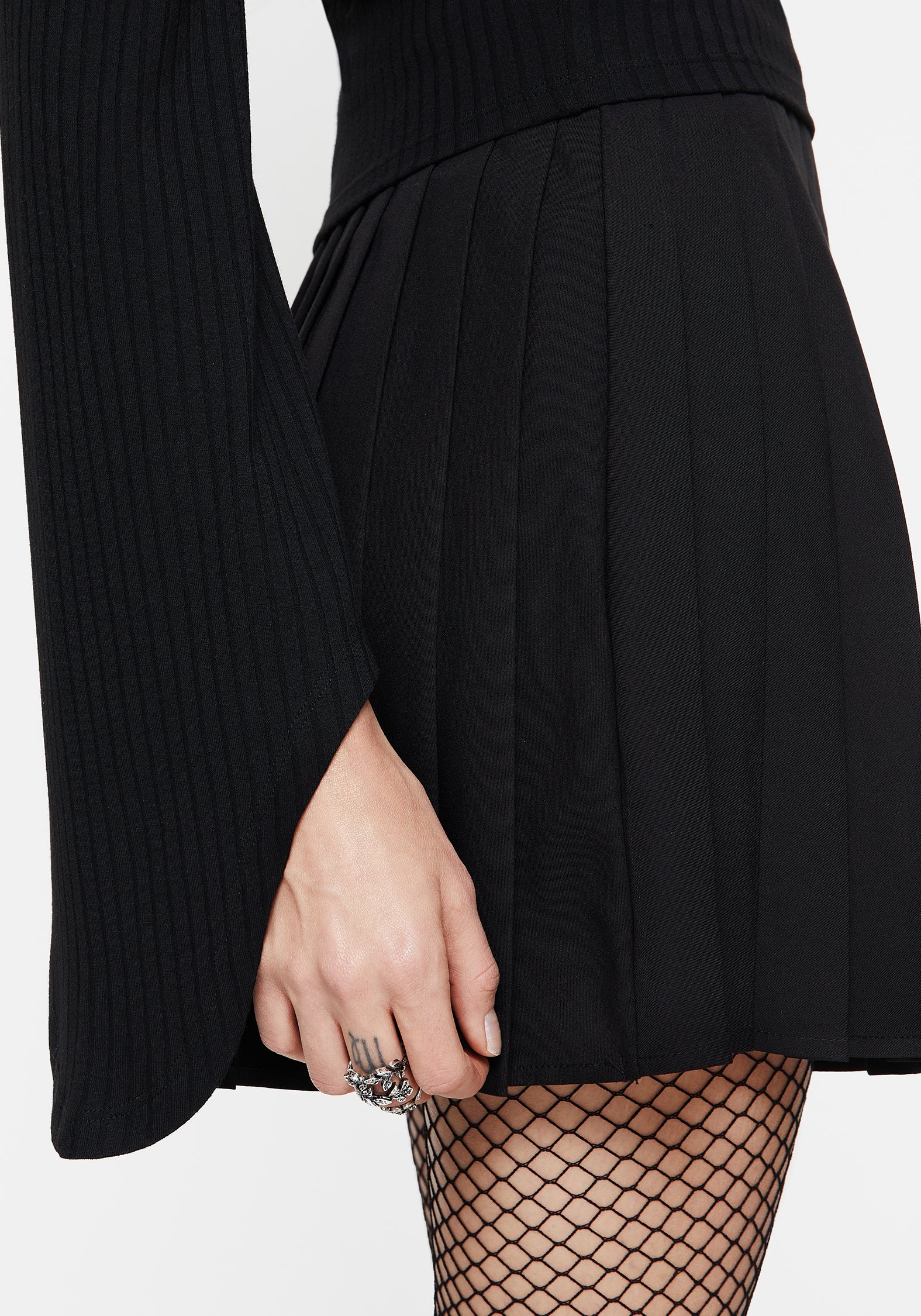 Square Neck Long Sleeve Top with Flared Sleeves | Amata