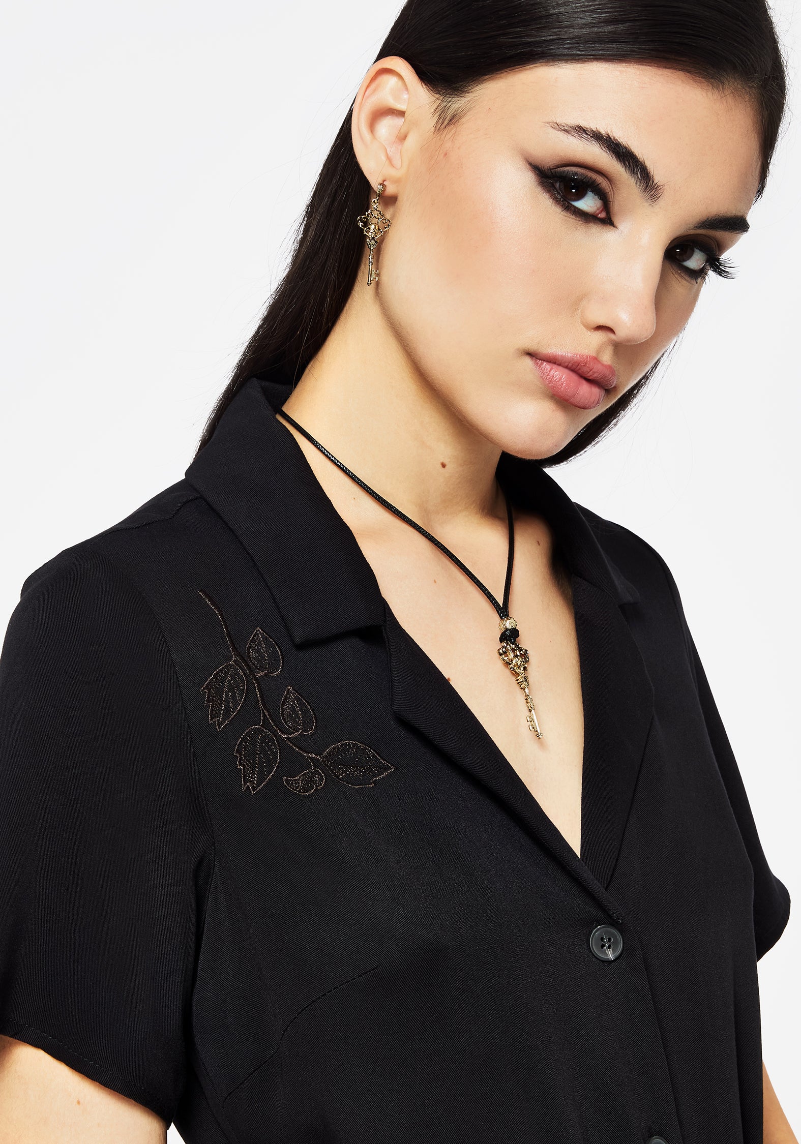 Floral Embroidery Midi Shirt Dress with Tie Waist | Fairfolk