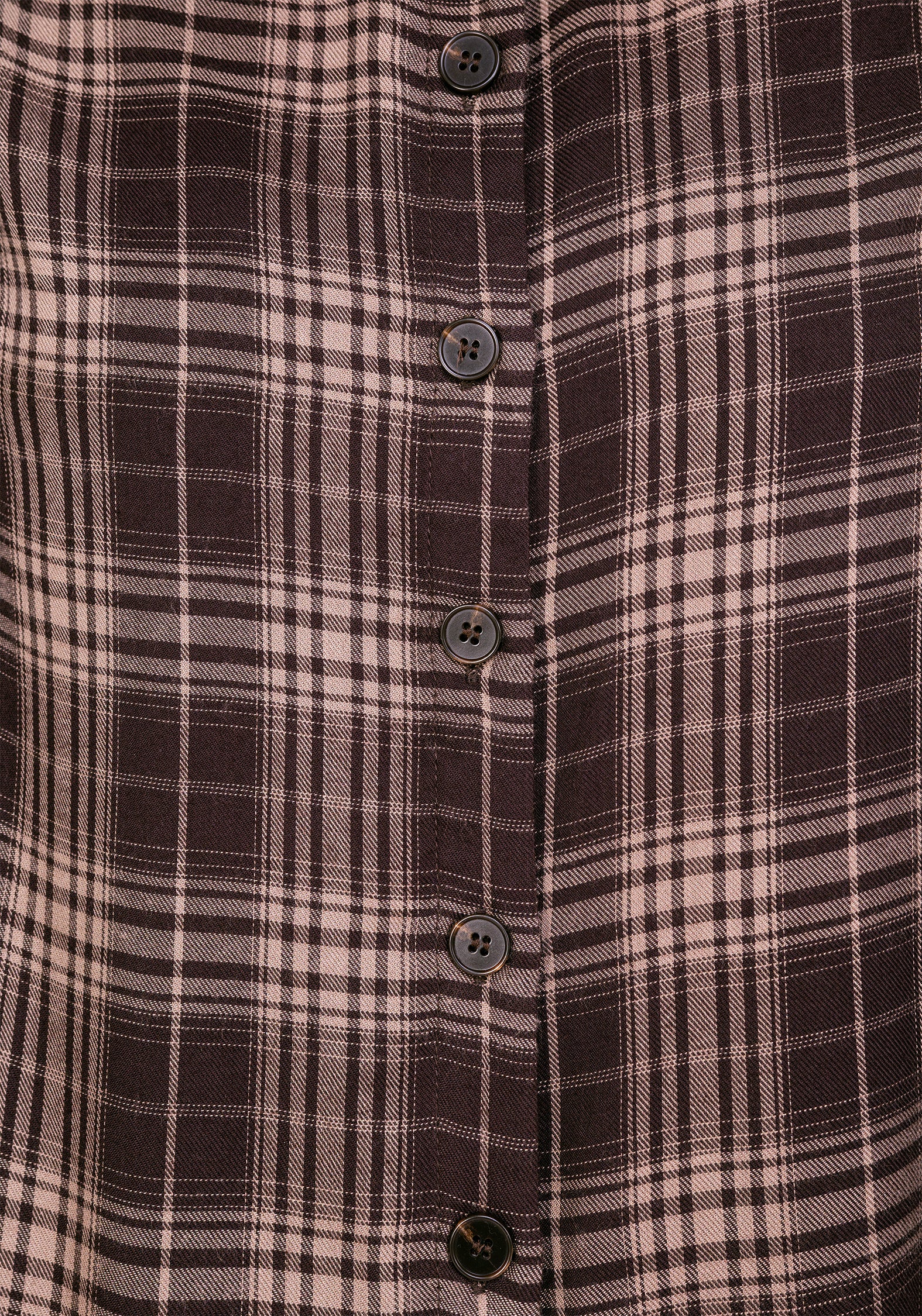 Brown Check Button Up Shirt with Elastic Cuffs & Cropped Fit | Adra