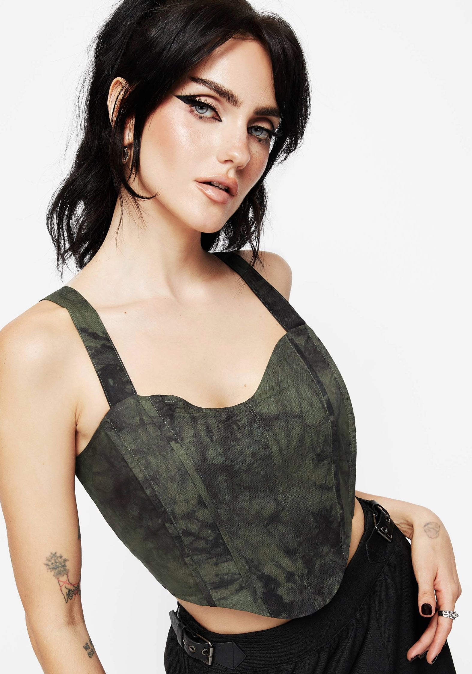 Tie Dye Corset Top with Lace Up Back & Sweetheart Neckline | Alessandra