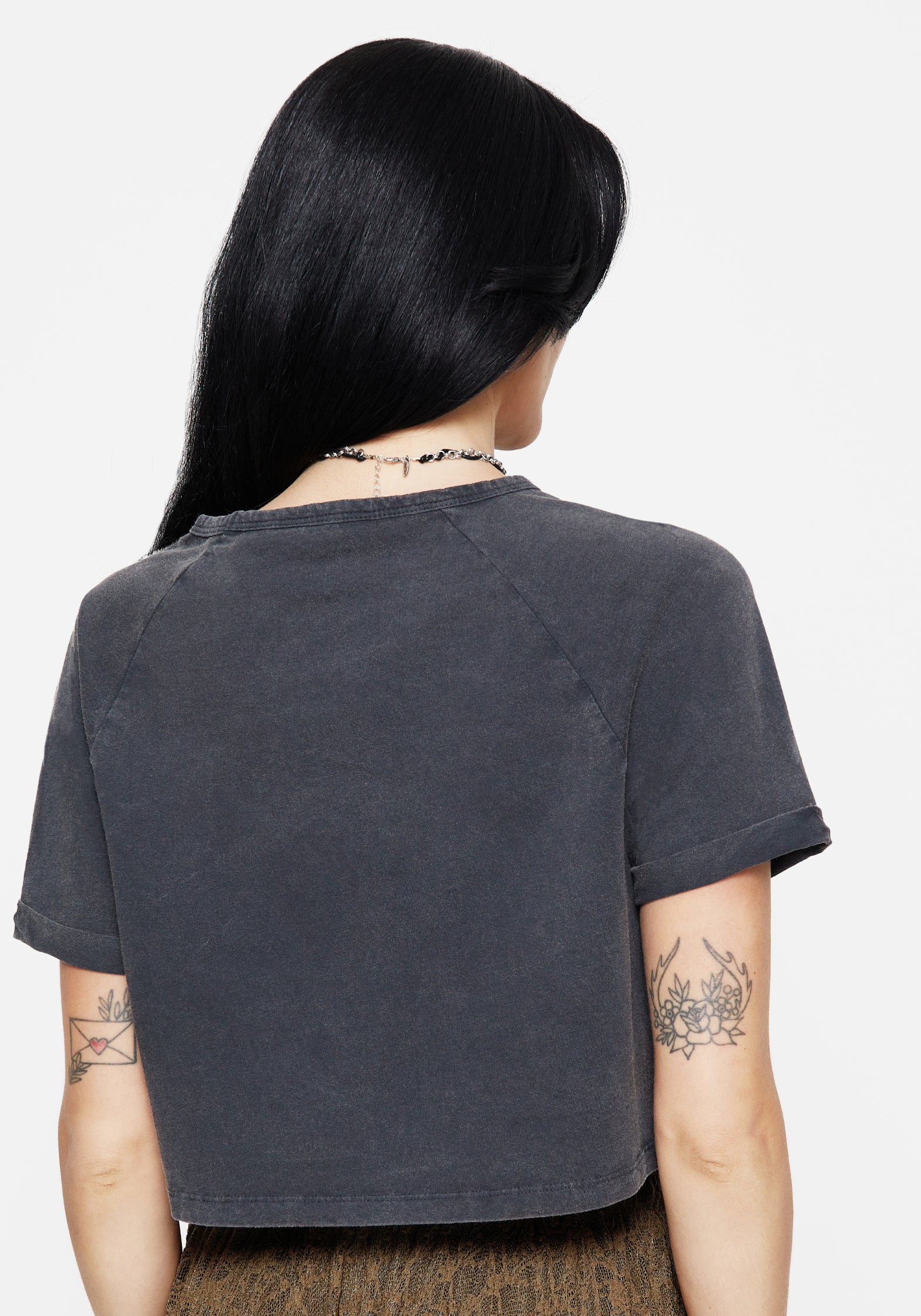 Embroidered Cotton Crop Tee | Foxglove Boxy Top