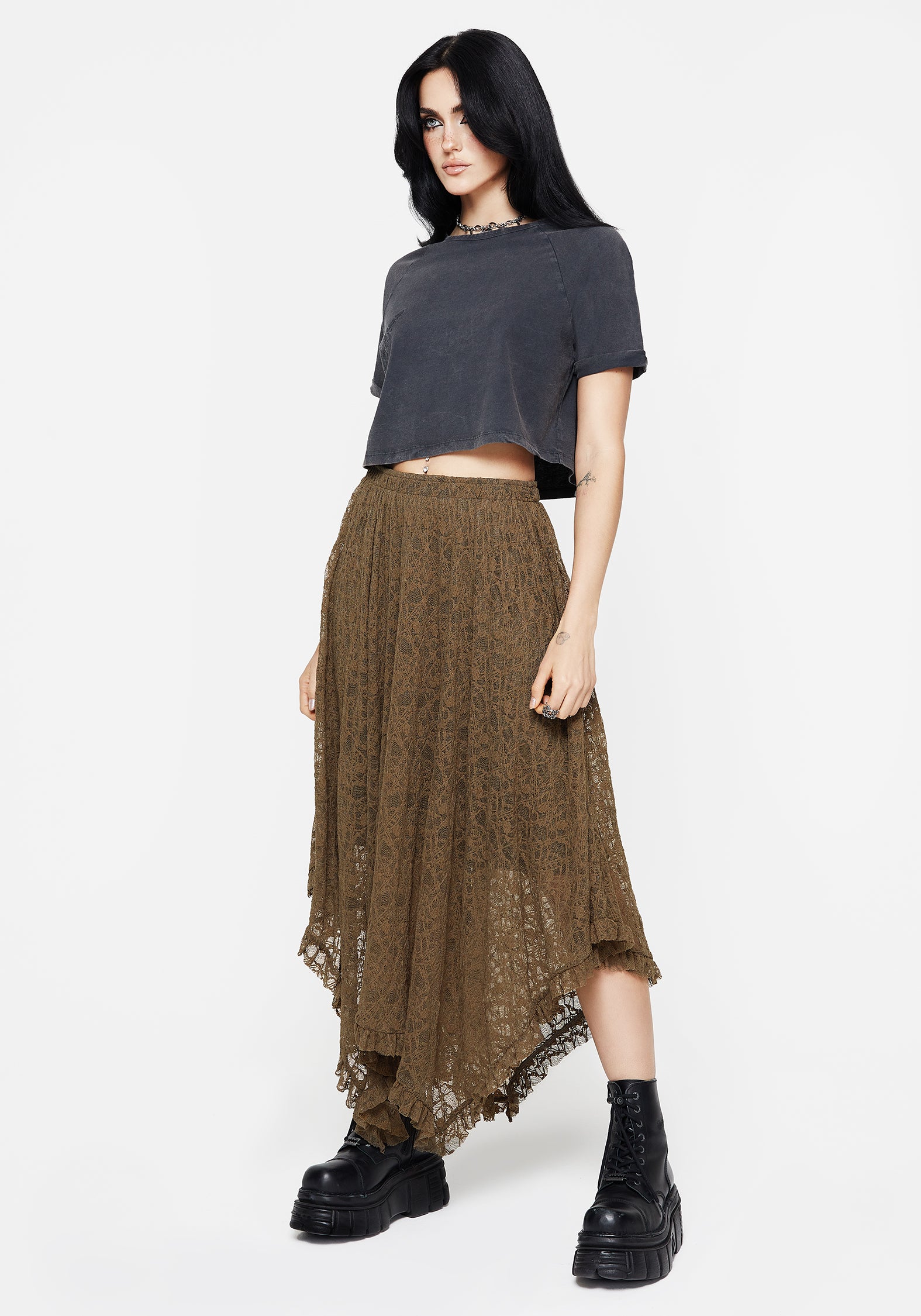 Embroidered Cotton Crop Tee | Foxglove Boxy Top