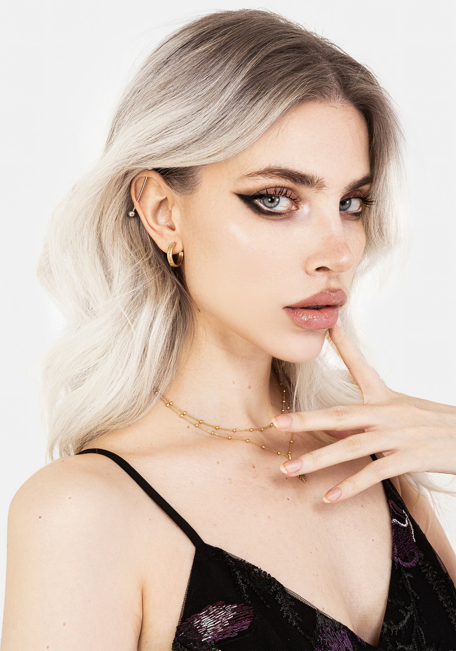 Gold Hoop Earrings with Fern Leaf Engraving | Alderwood