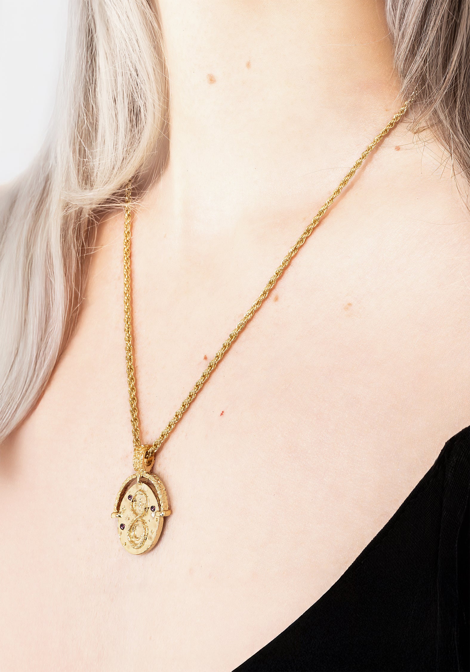 Gold Ouroboros Snake Necklace with Purple Gems | Handcrafted Jewelry