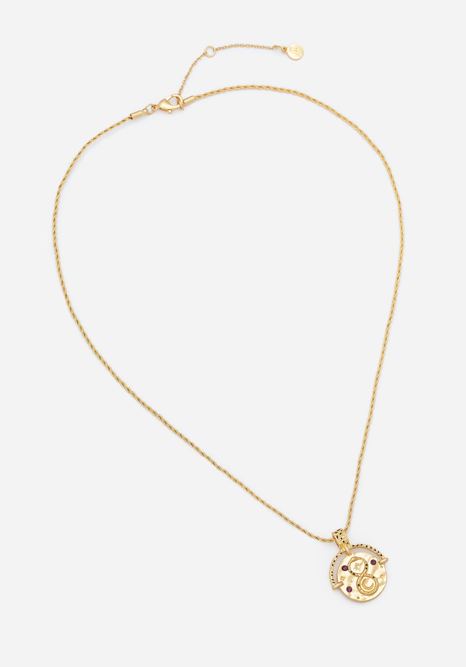 Gold Ouroboros Snake Necklace with Purple Gems | Handcrafted Jewelry