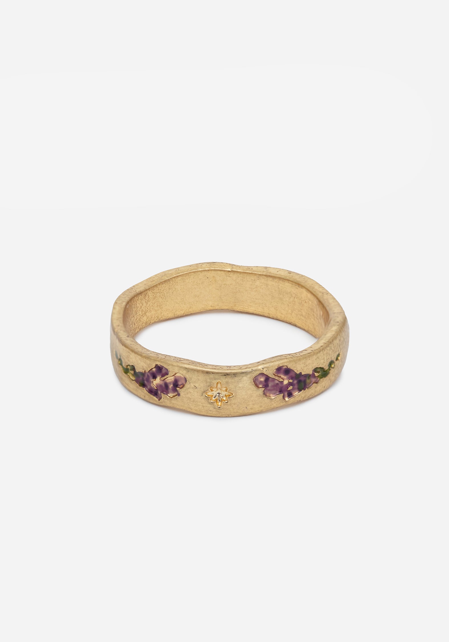Hand-Painted Foxglove Floral Ring in 22ct Gold | Hermia