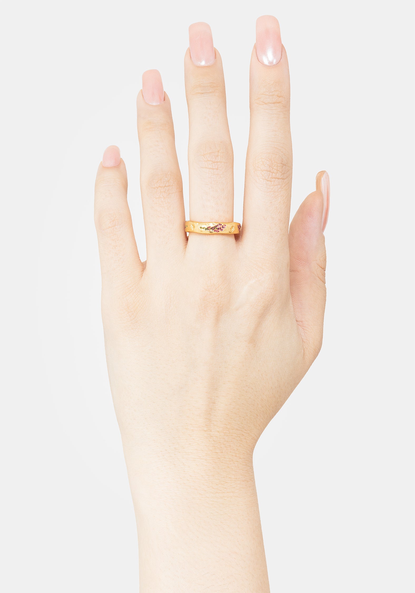 Hand-Painted Foxglove Floral Ring in 22ct Gold | Hermia