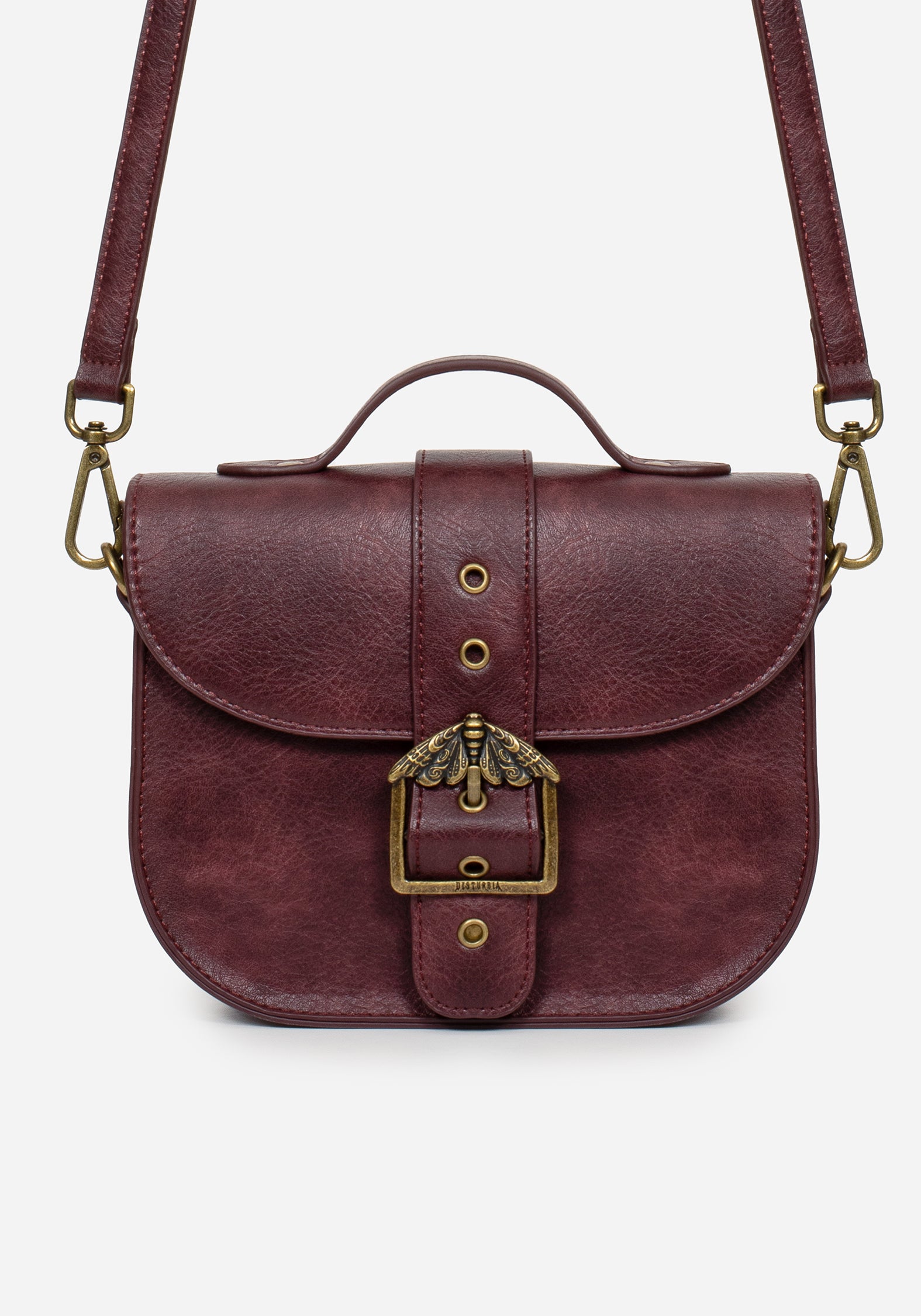 Burgundy Faux Leather Crossbody Bag with Adjustable Strap | Rosamoth