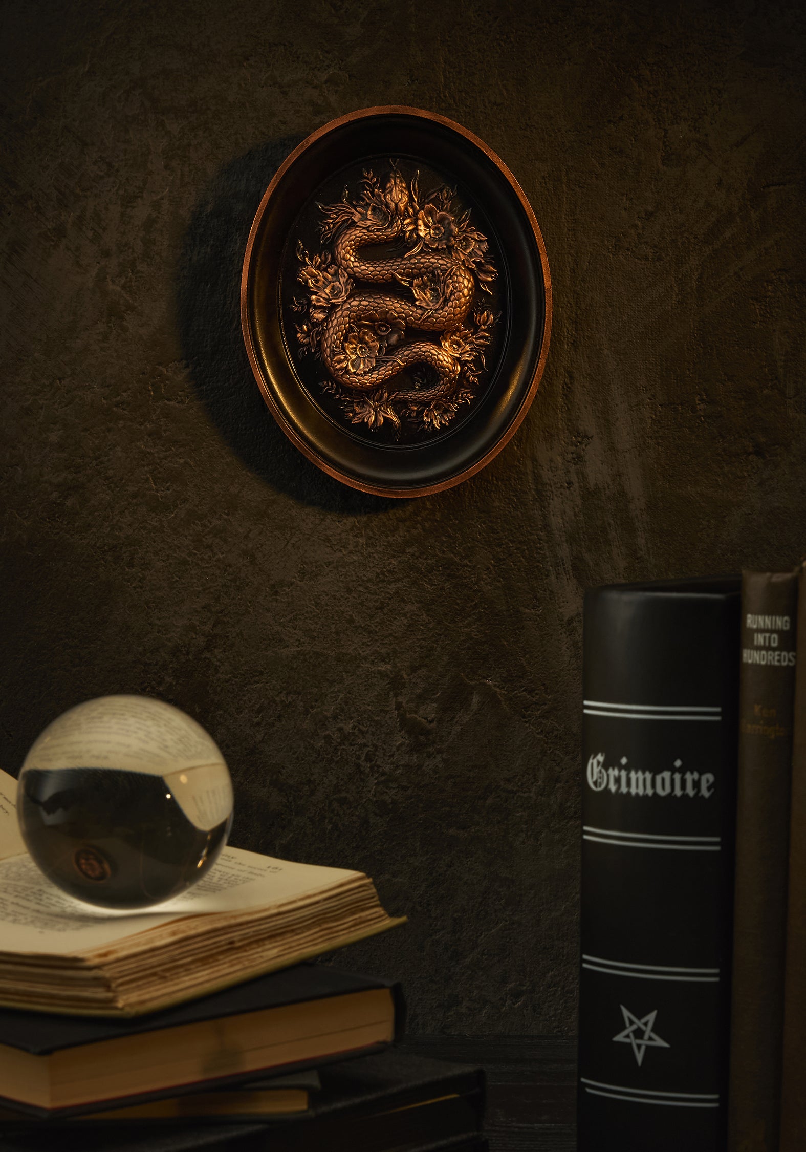 Black & Bronze Floral Snake Wall Hanger | Eden Resin Plaque