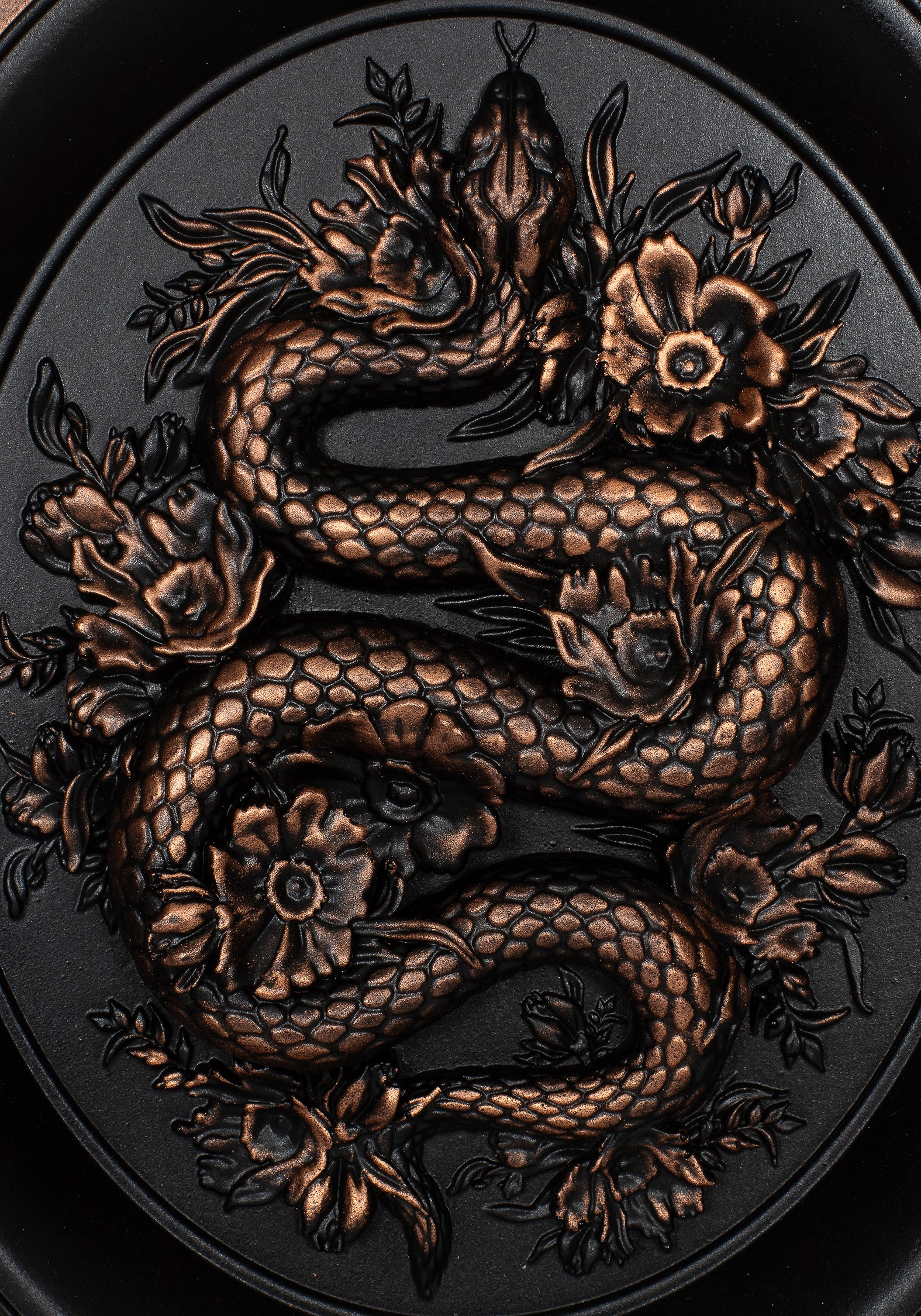 Black & Bronze Floral Snake Wall Hanger | Eden Resin Plaque