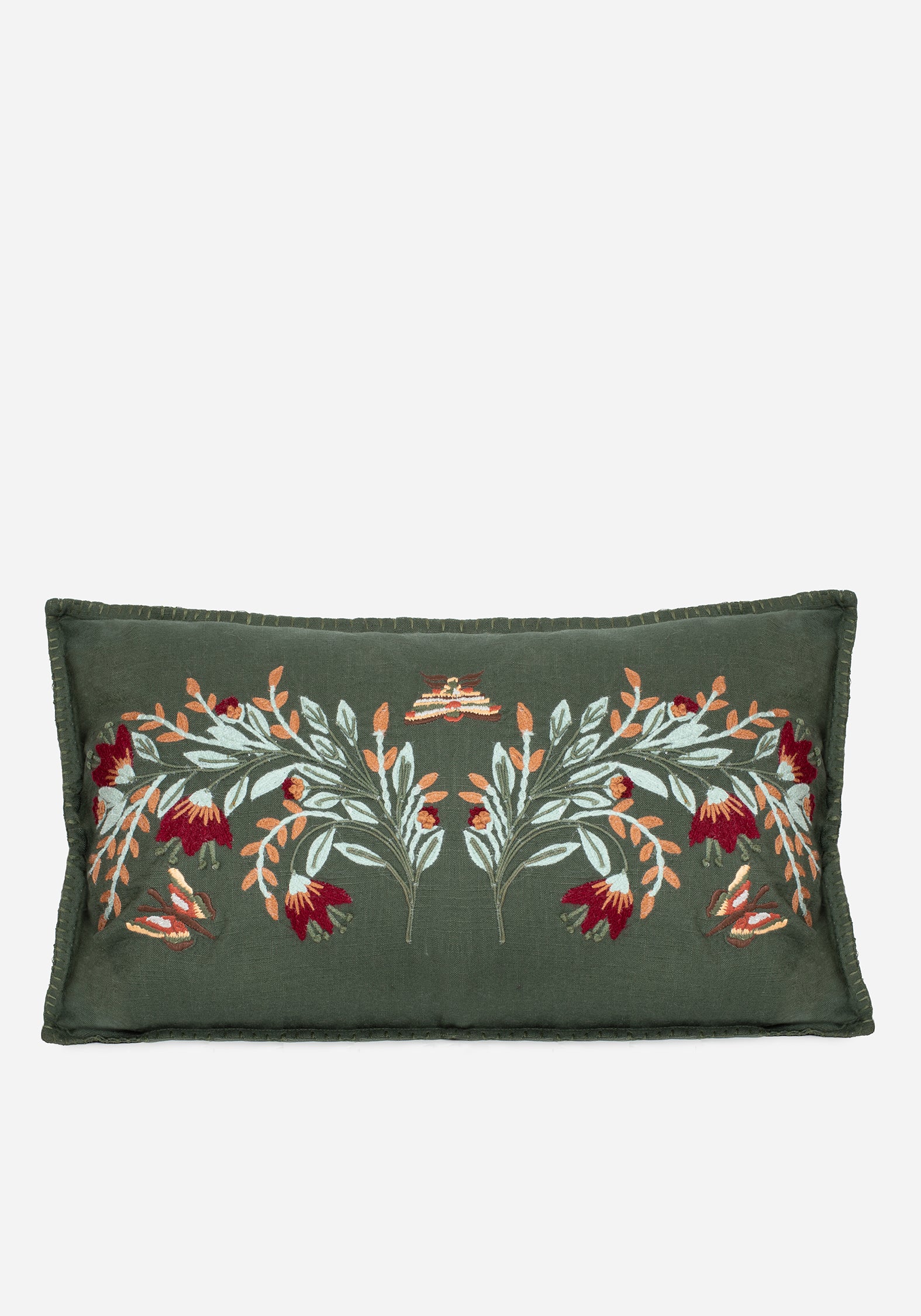 Floral Embroidered Throw Pillow | 100% Cotton Cover | Copia