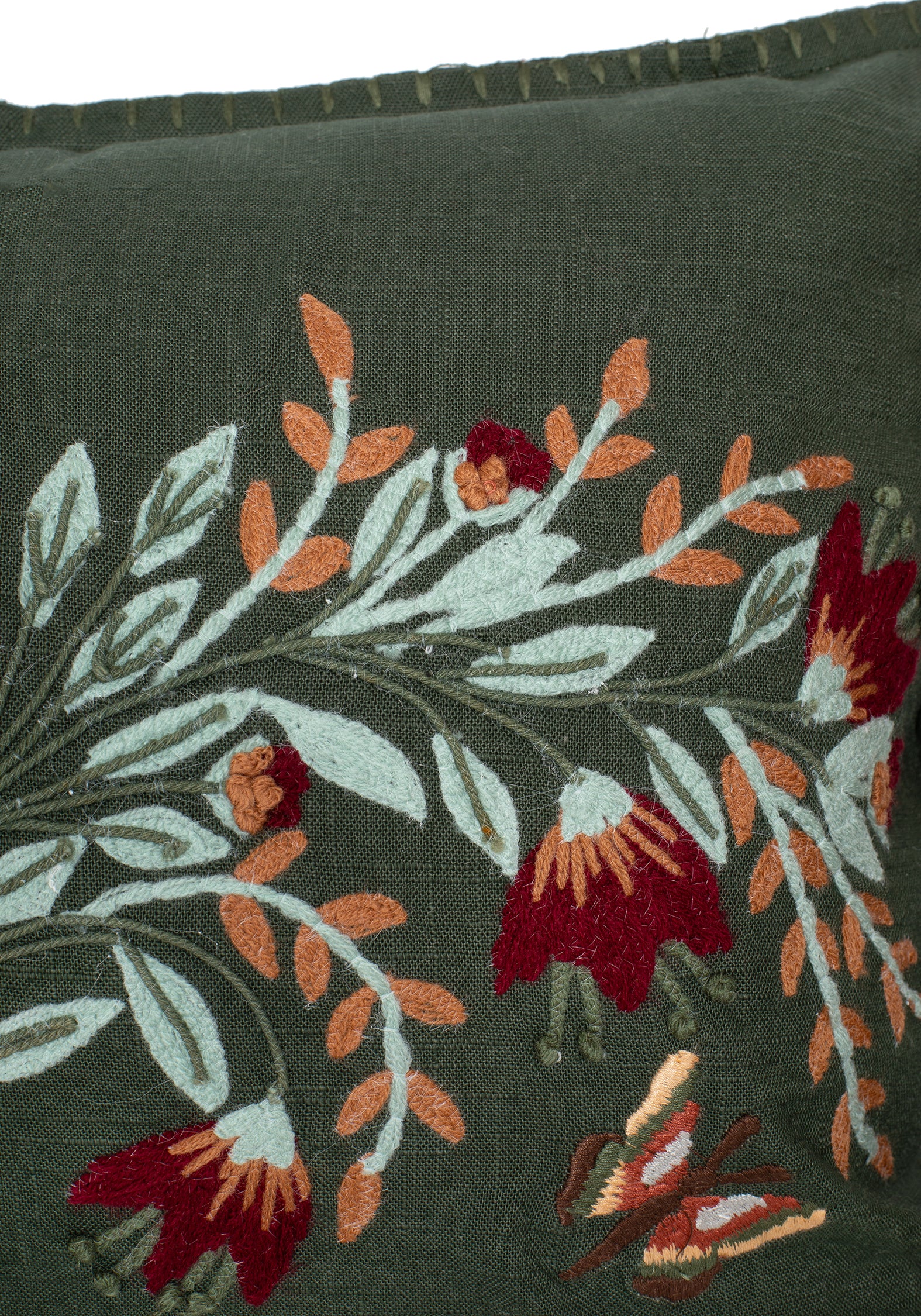 Floral Embroidered Throw Pillow | 100% Cotton Cover | Copia