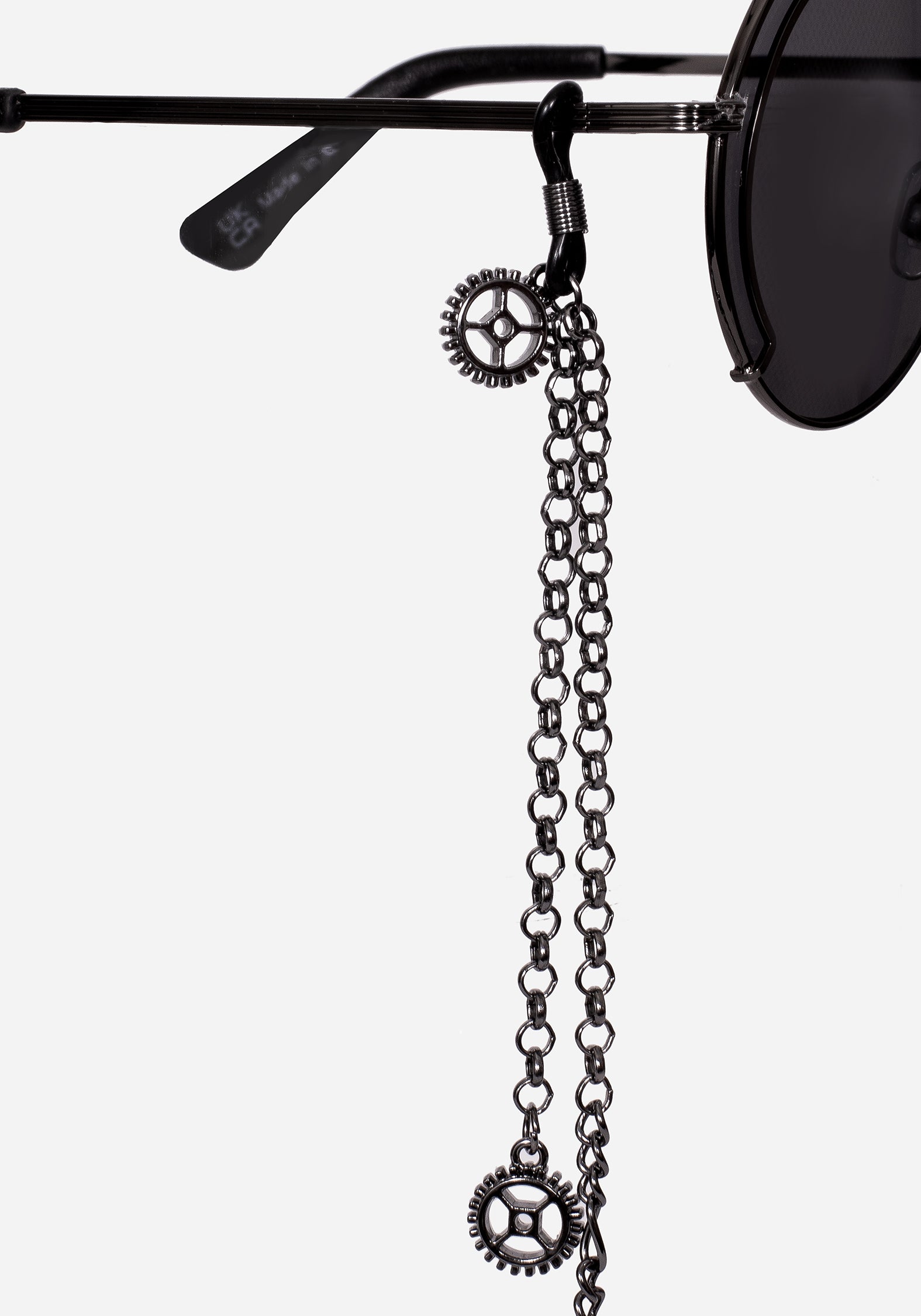 Steampunk Sunglasses with Chain | Gunmetal Round Frames & UV Protection