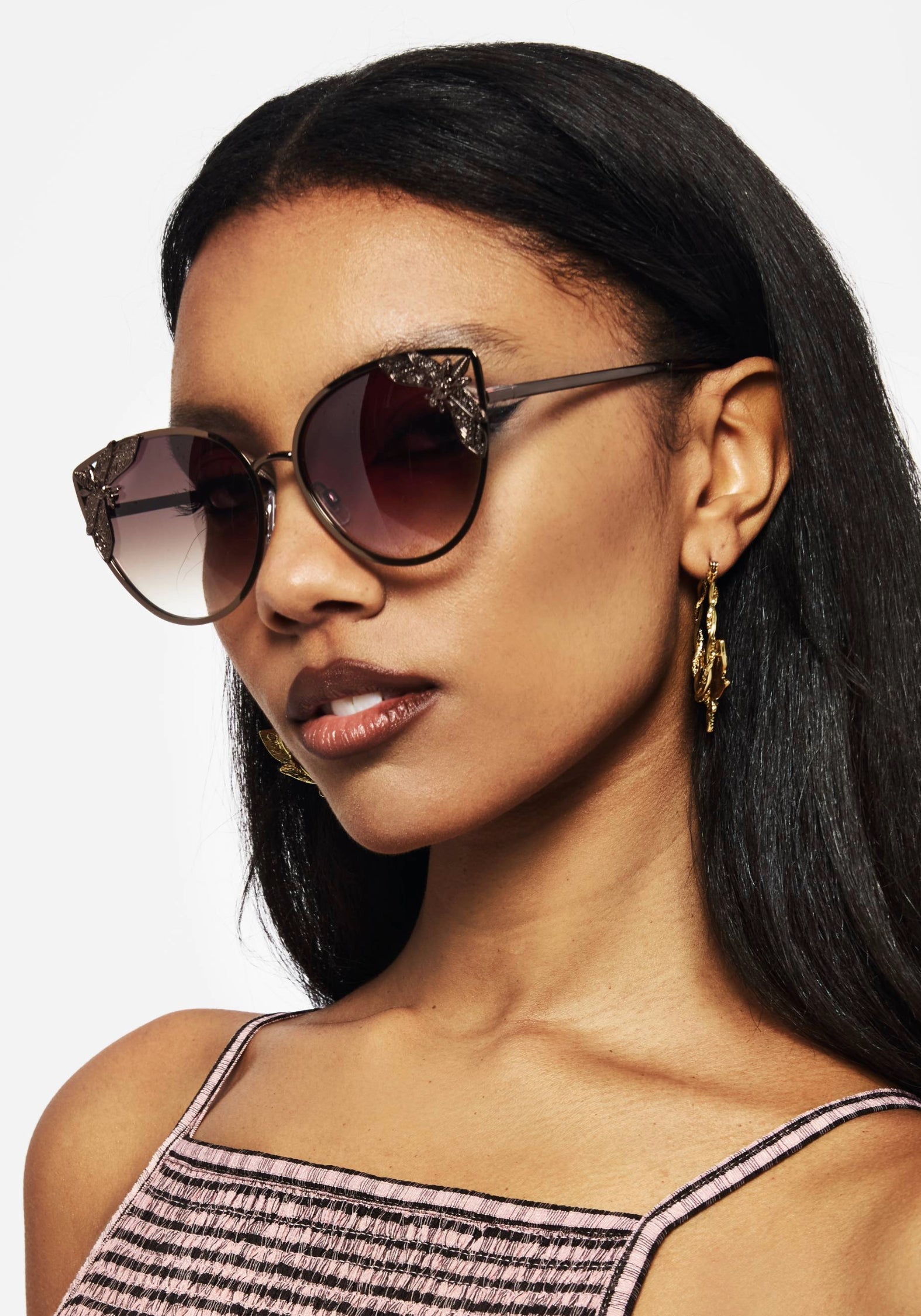 Cat Eye Sunglasses with UV Protection & Brass Frame | Mortmoth