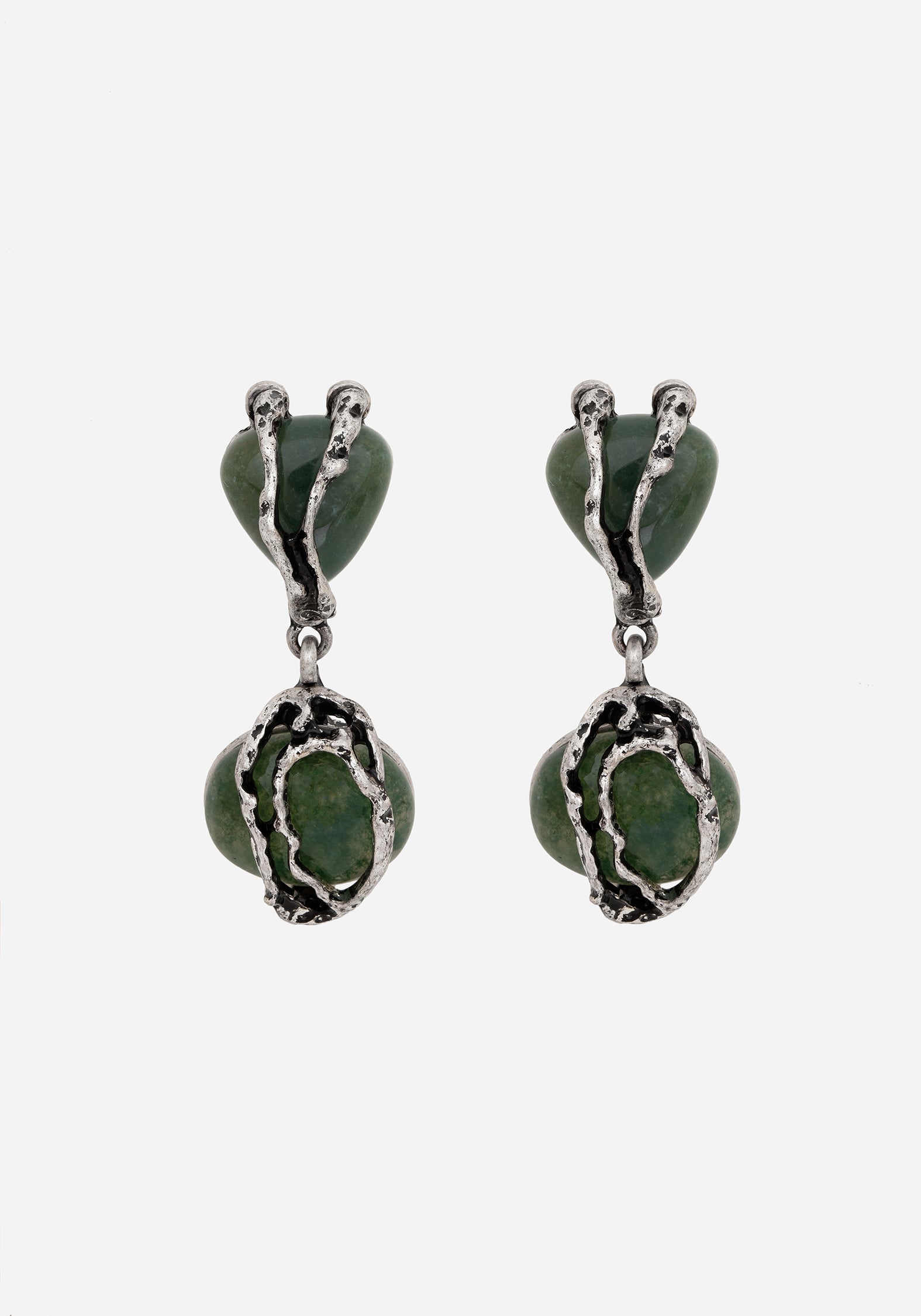 Moss Agate Drop Earrings in Recycled Silver | Ambrosia