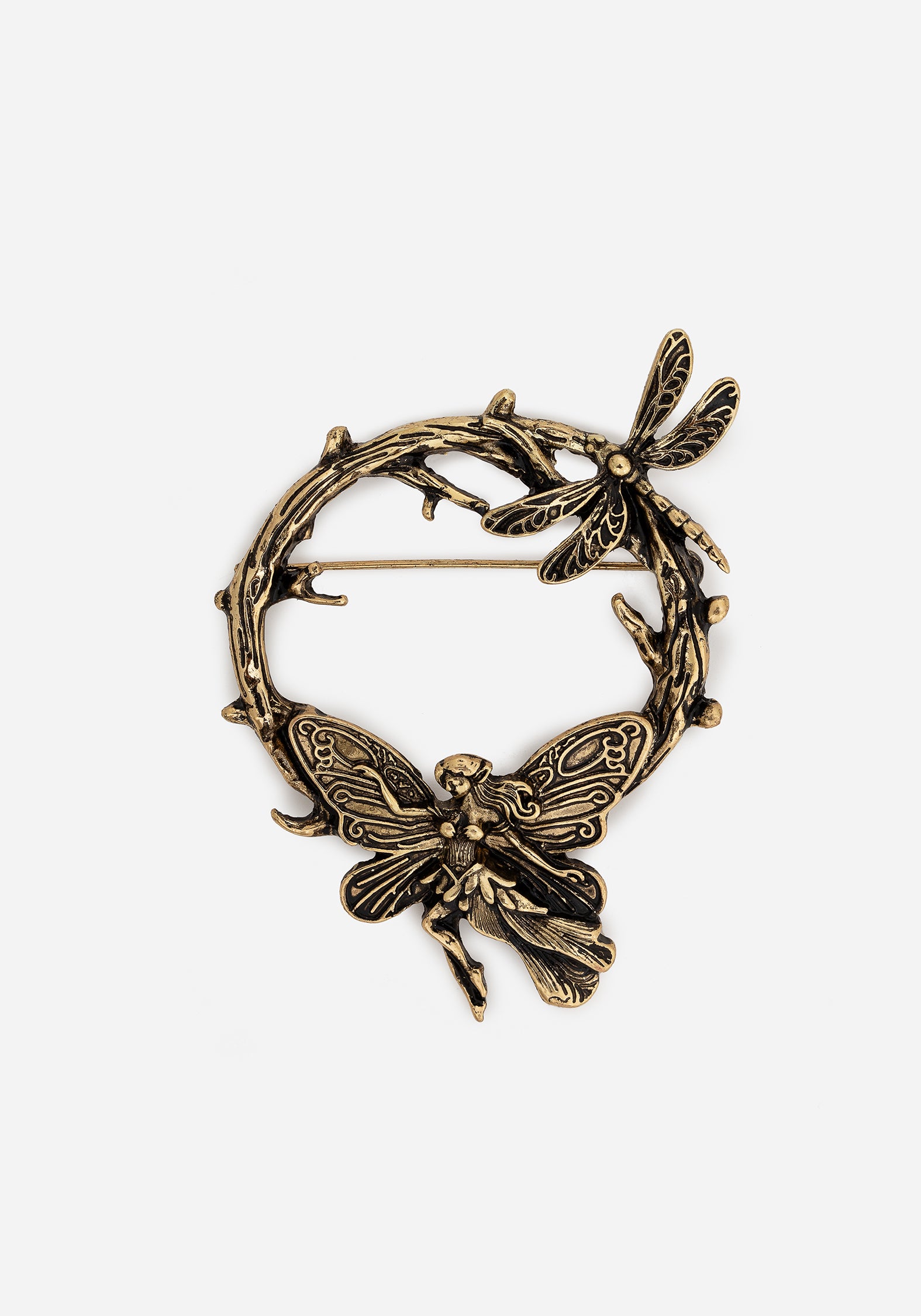 Silver Fairy Brooch with Dragonfly & Thorn Design | Recycled Metal