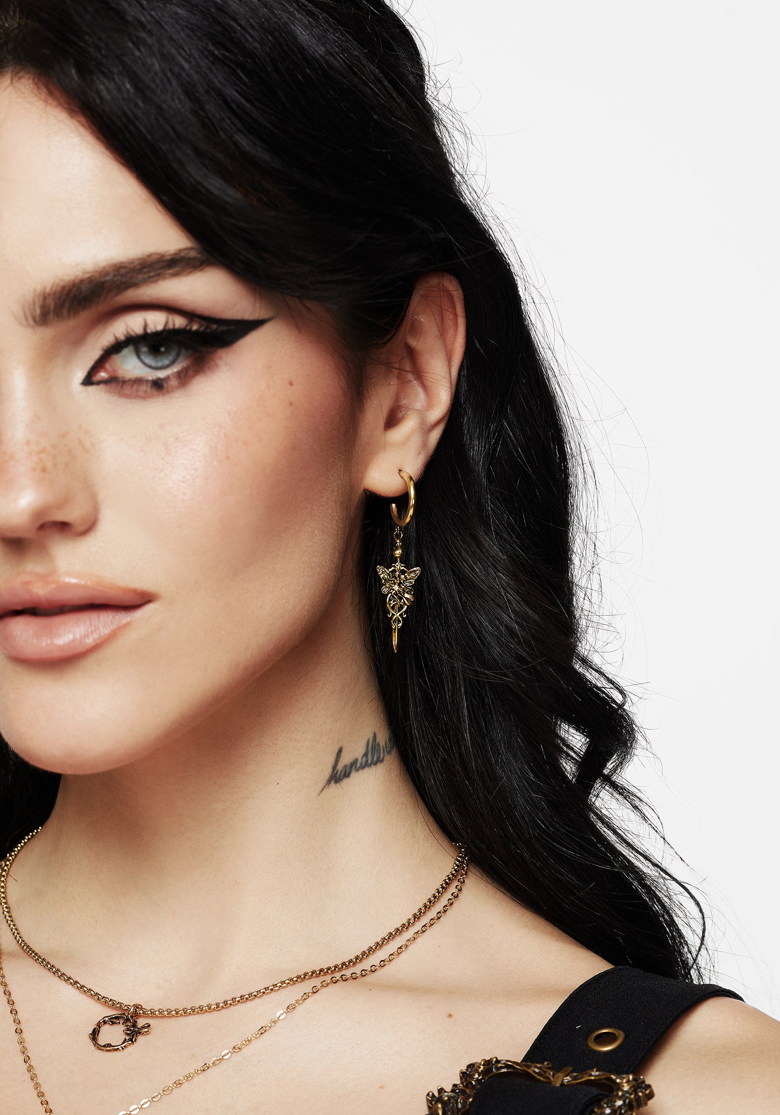 Gold Fairy Dagger Drop Earrings | Recycled Metal | 5cm Drop