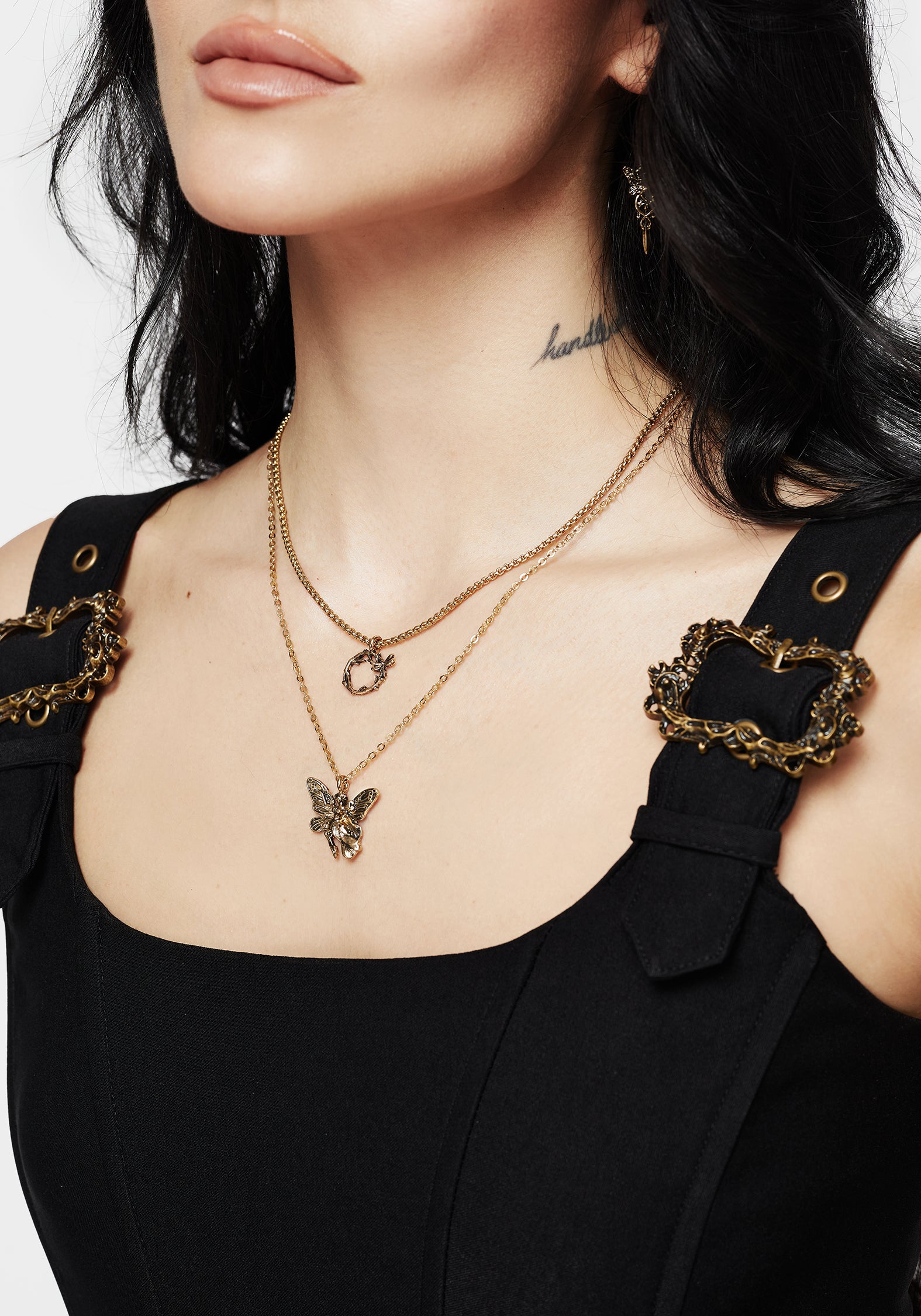 Gold Fairy Layered Necklace with Vine Charms | Recycled Metal Jewelry