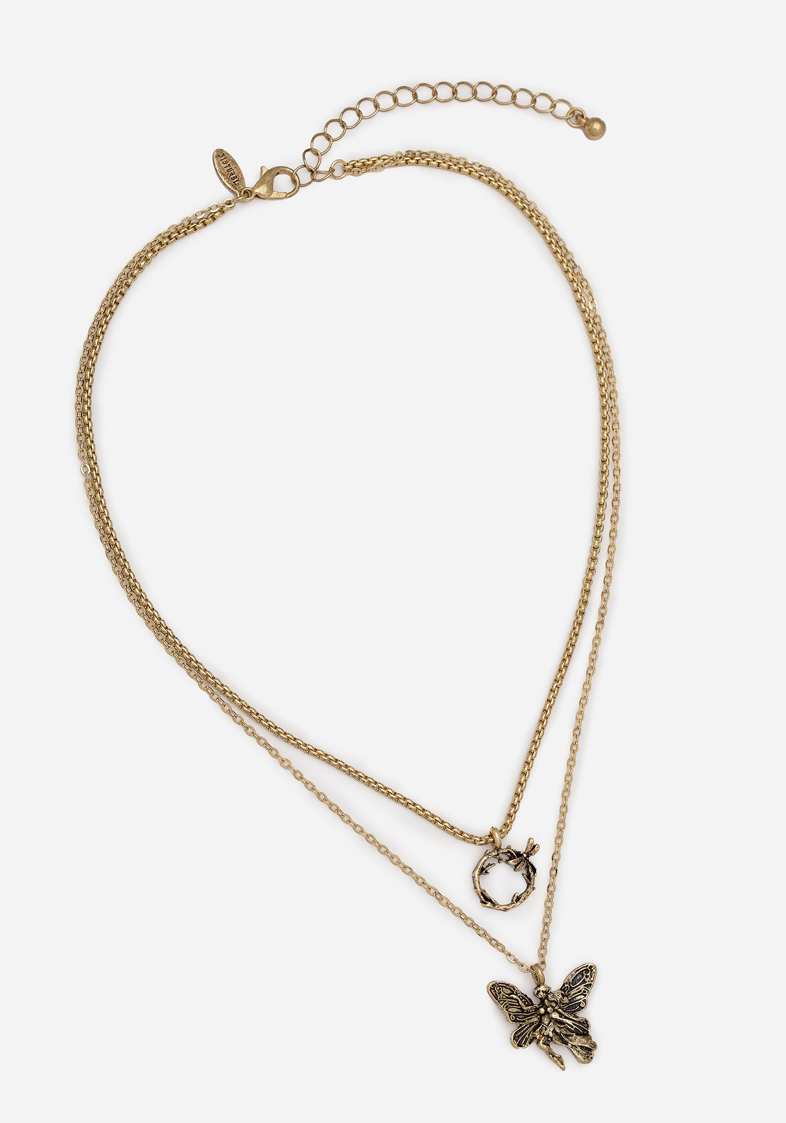 Gold Fairy Layered Necklace with Vine Charms | Recycled Metal Jewelry