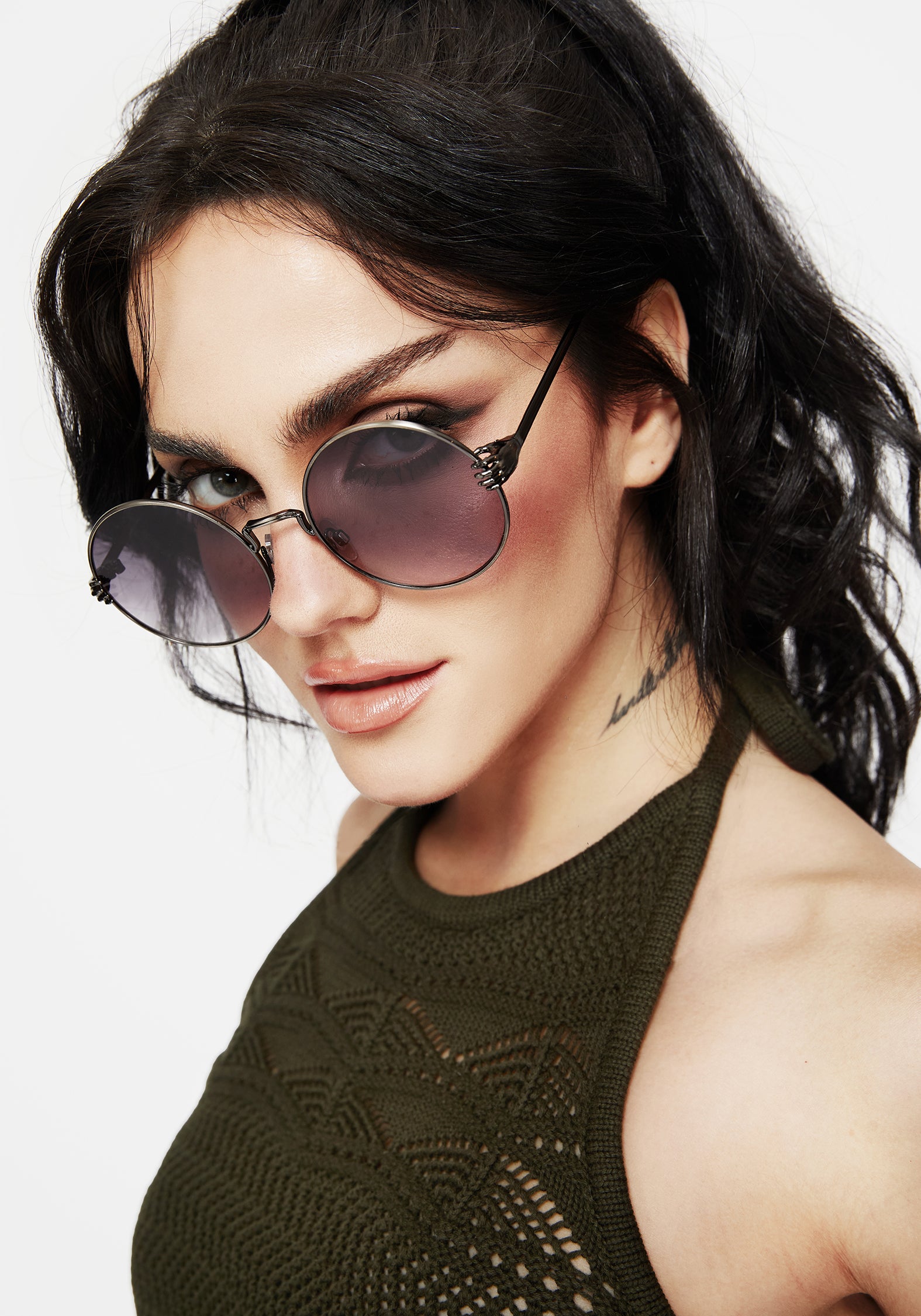 Round Sunglasses with UV Protection & Victorian Hand Arm Details | Handfasting