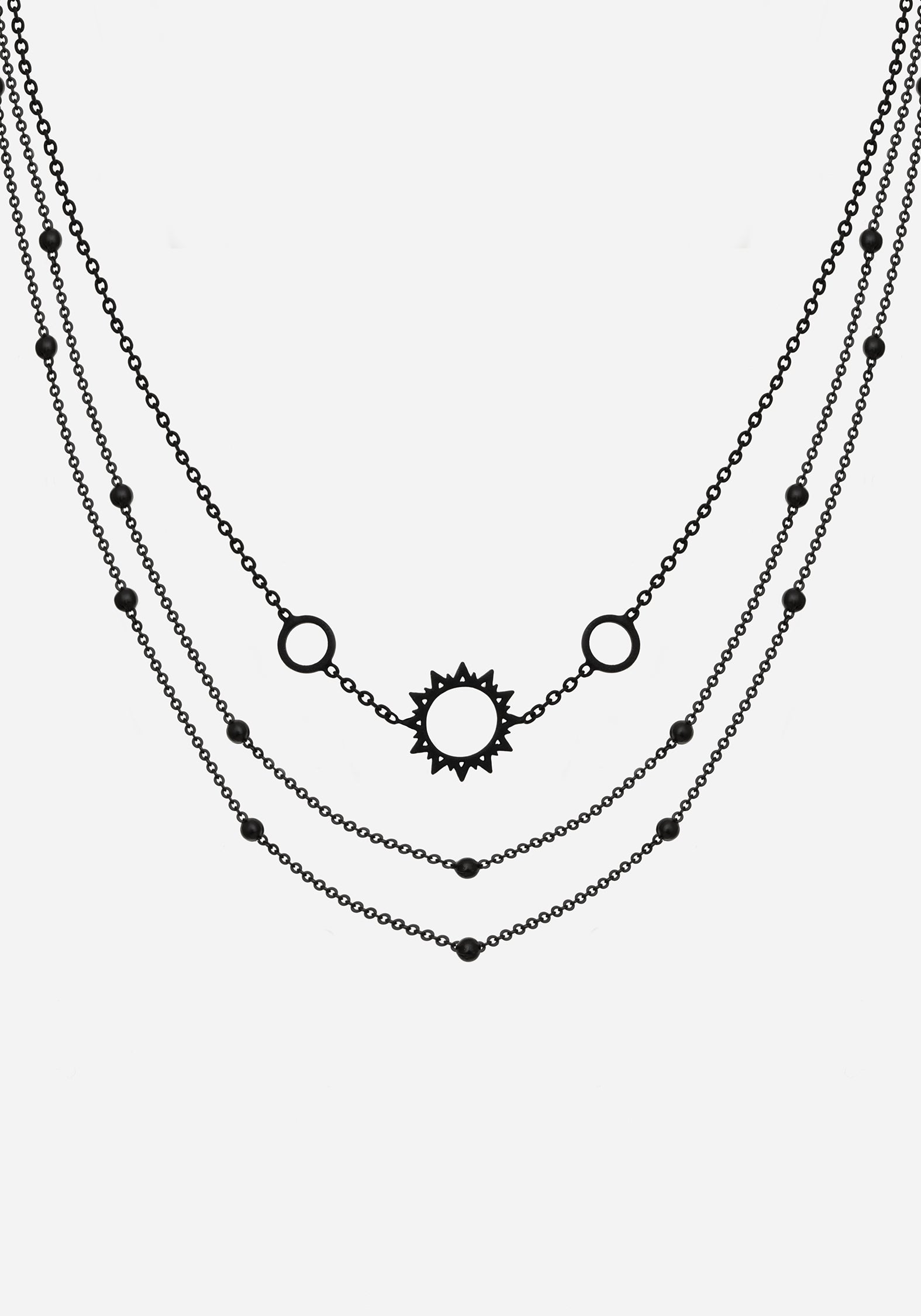 Black Triple Layer Sun Charm Choker | Helios