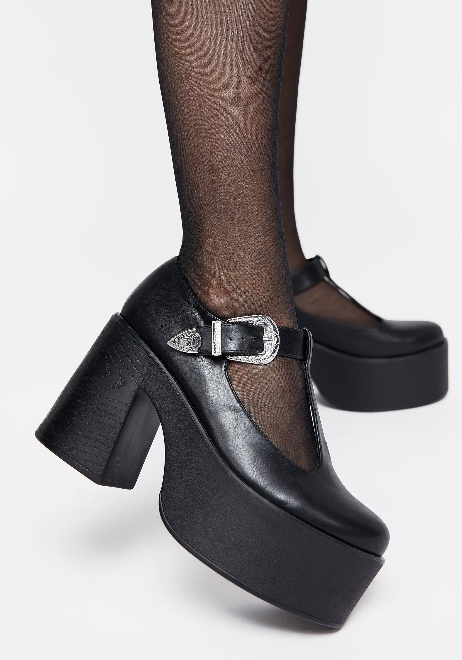 Chunky Mary Jane Platform Pumps with T-Bar & Block Heel | Renaissance