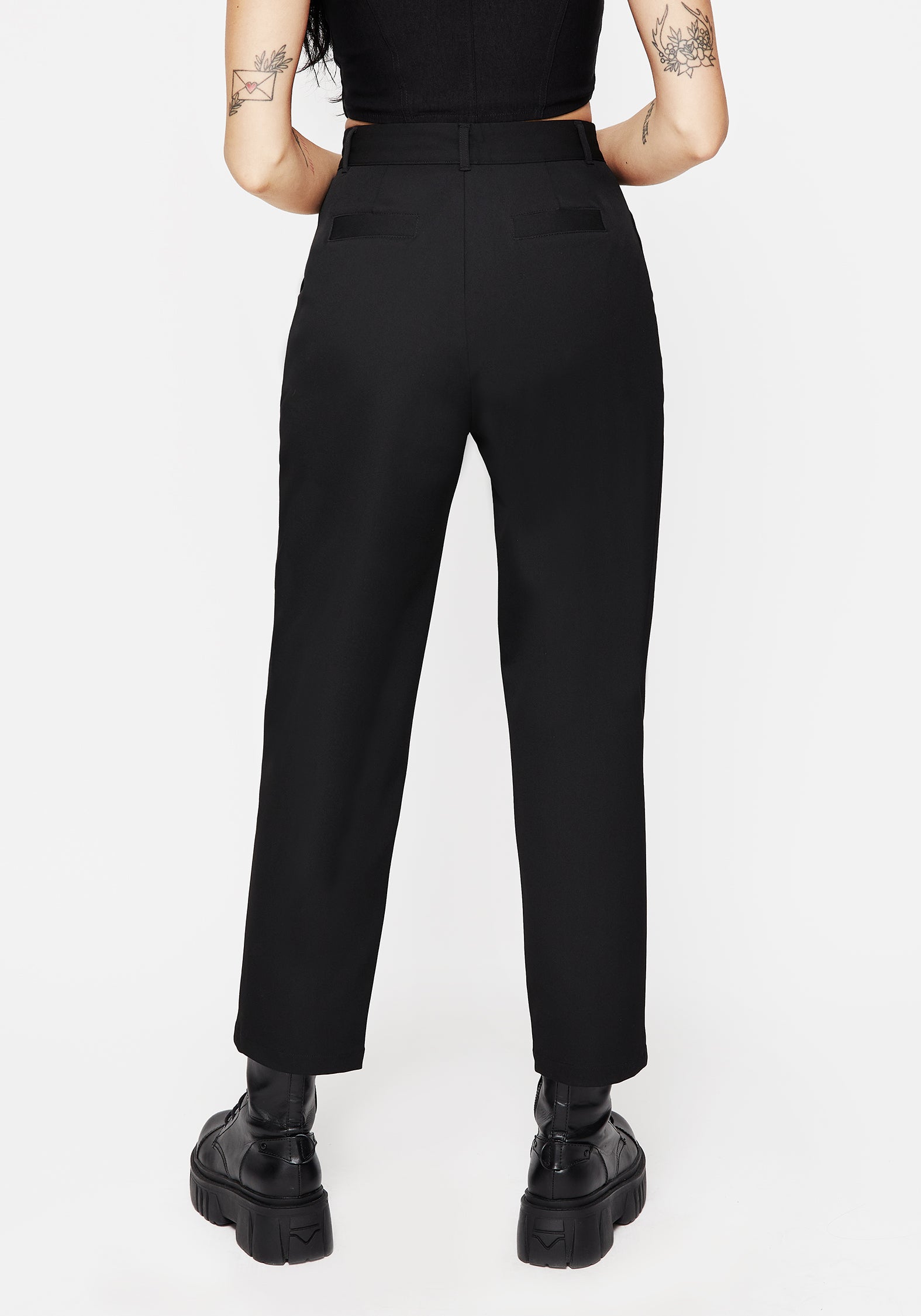Black Thorn Embroidered Tapered Trousers | Vanitas High-Rise Pants