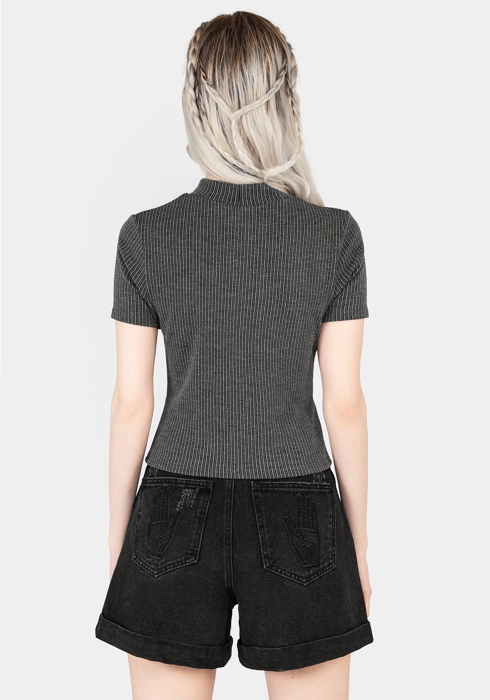 Striped Crop Top with High Neck & Slim Fit | Bryony