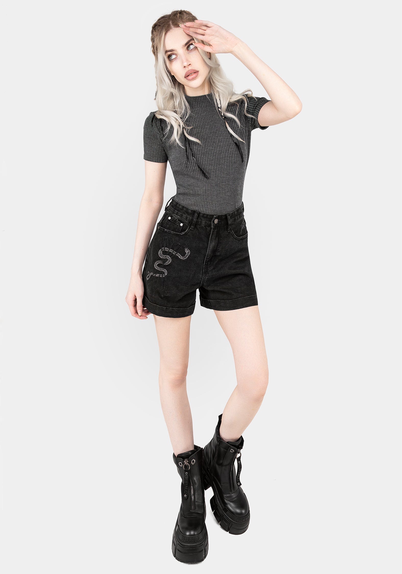 Striped Crop Top with High Neck & Slim Fit | Bryony