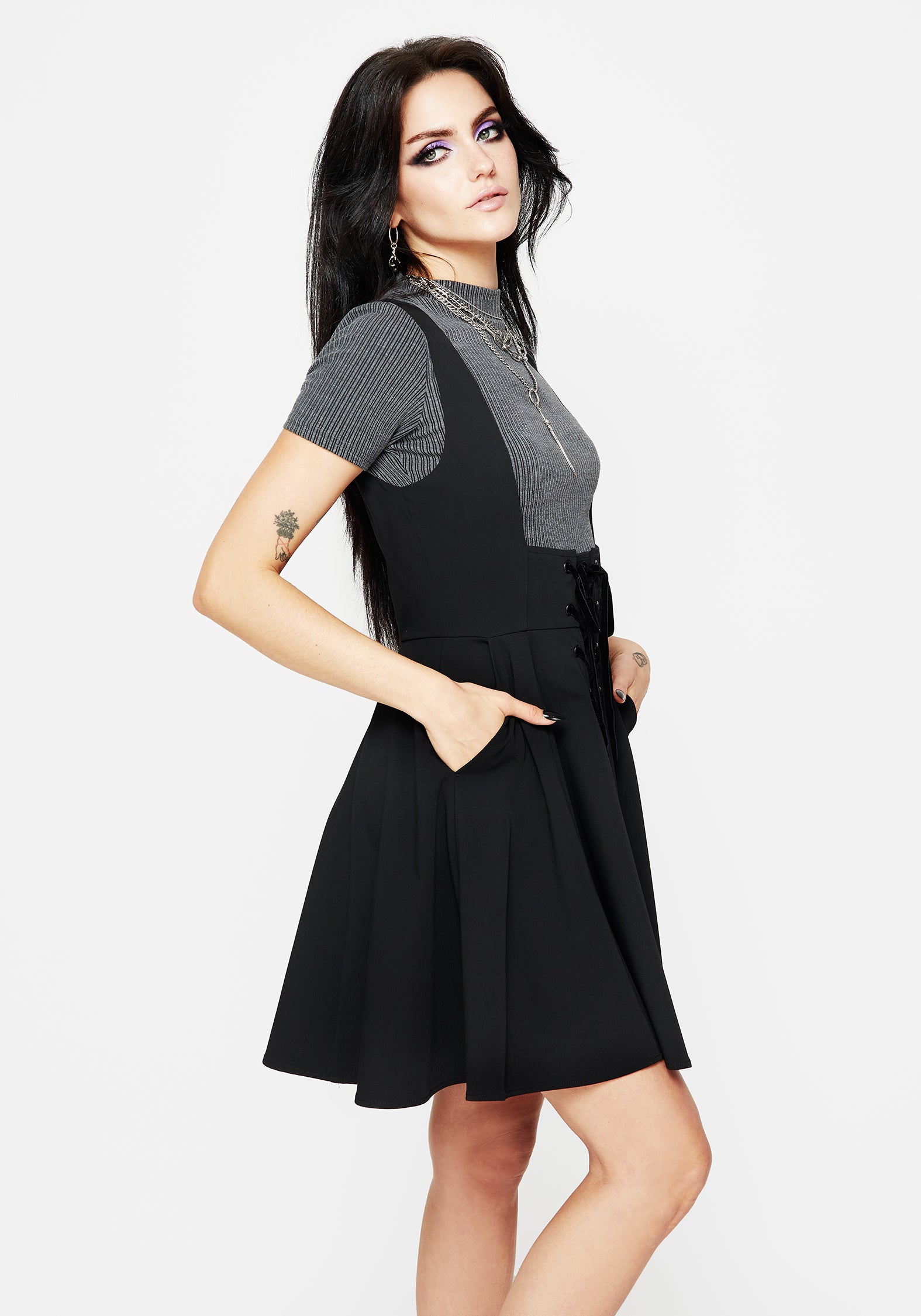 Striped Crop Top with High Neck & Slim Fit | Bryony