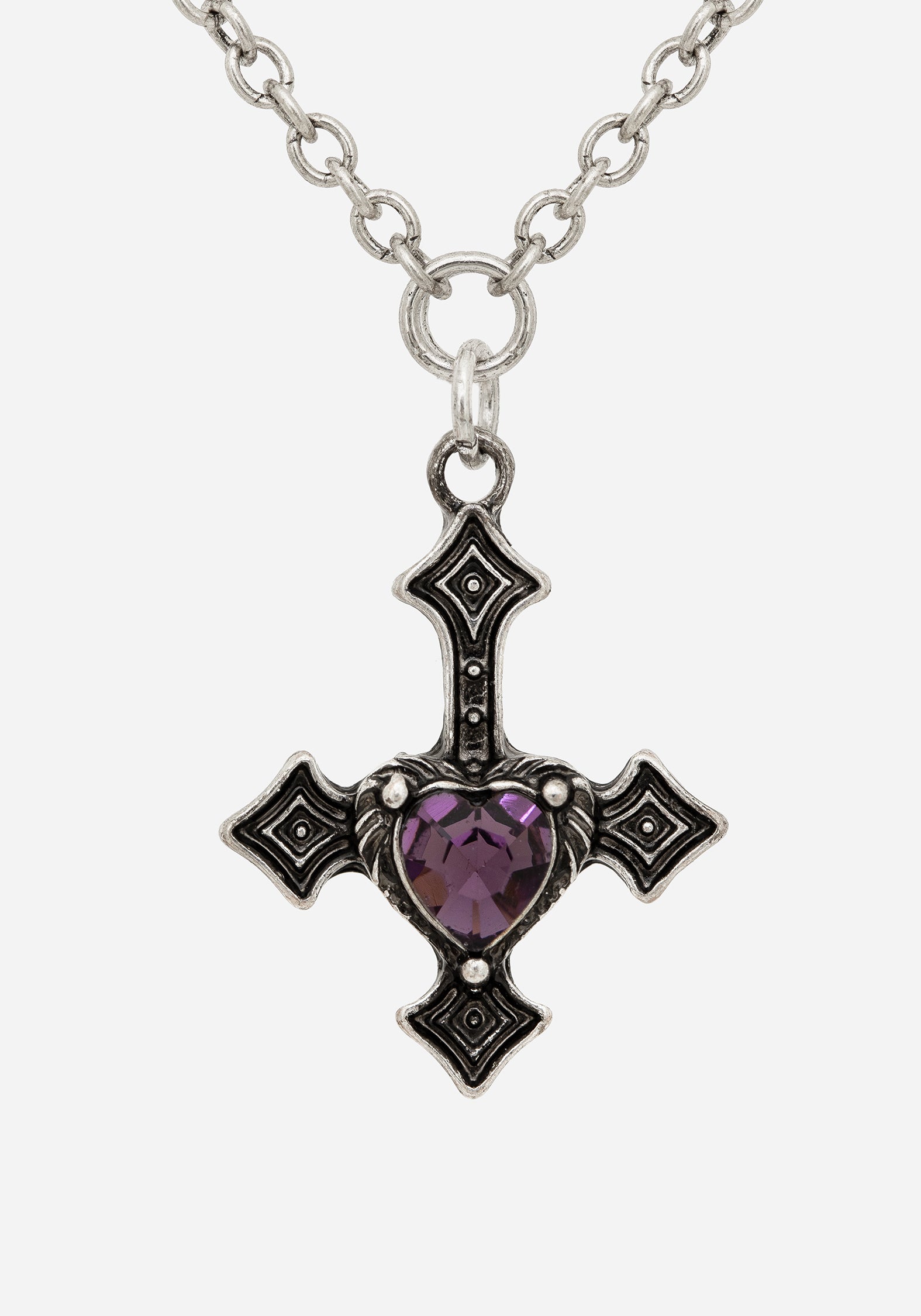 Silver Layered Necklace with Heart & Cross Pendants | Denali
