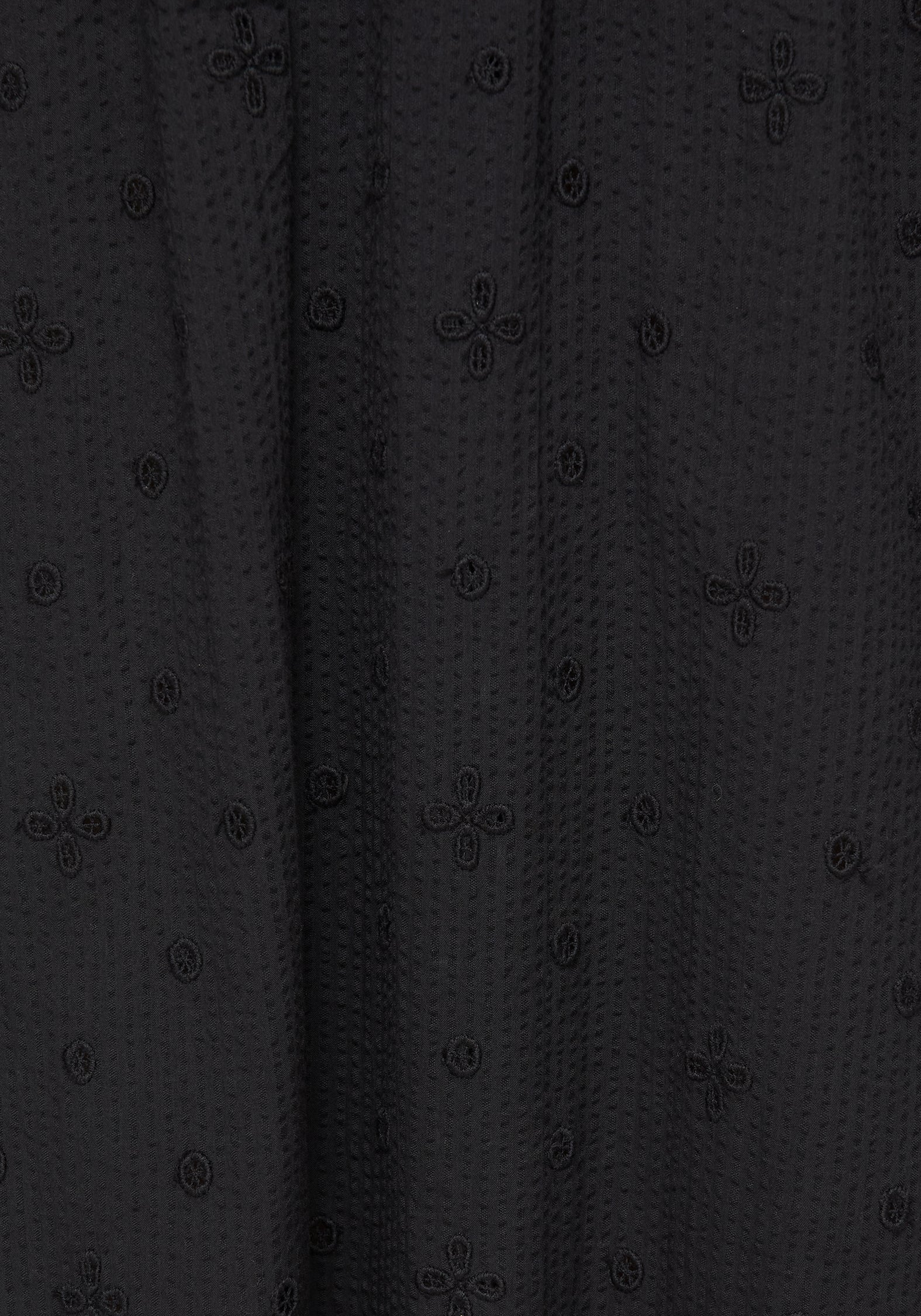 Black Cotton Midaxi Skirt with Broderie Detail & Elastic Waistband | Crux