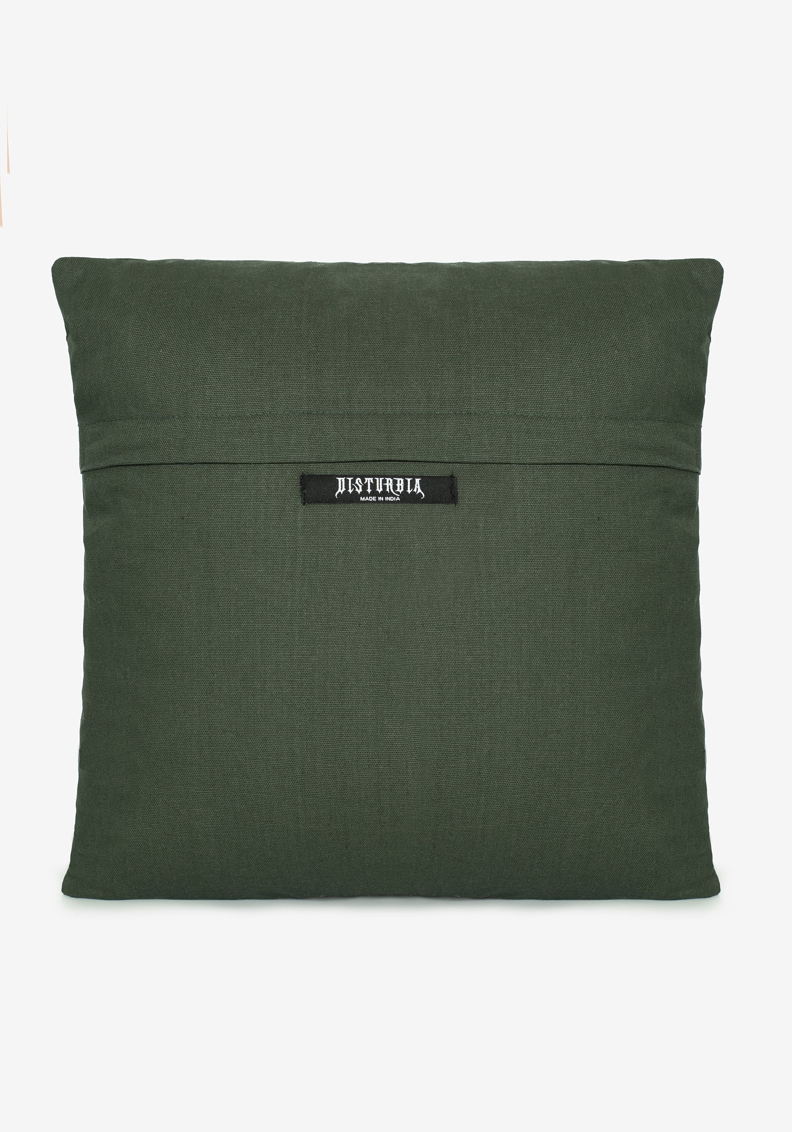 Green Velour Throw Cushion with Snake Embroidery | Zarina 40x40cm