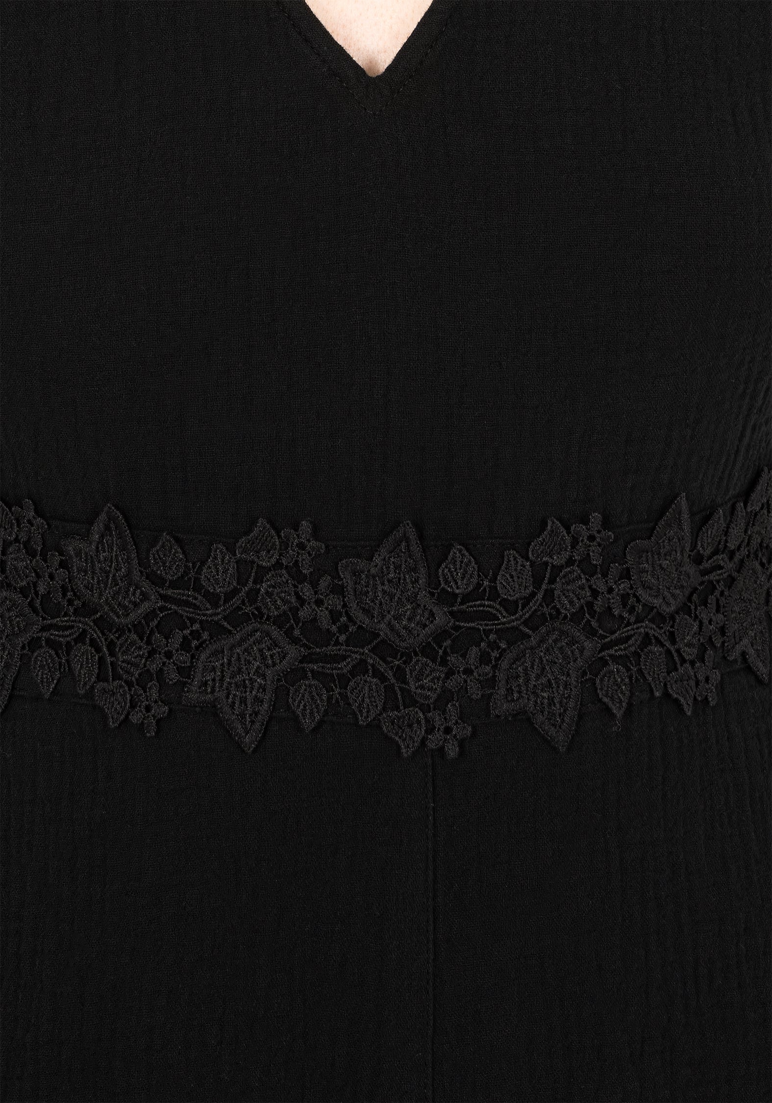 Black Cotton Playsuit with Ivy Applique & Pockets | Alder