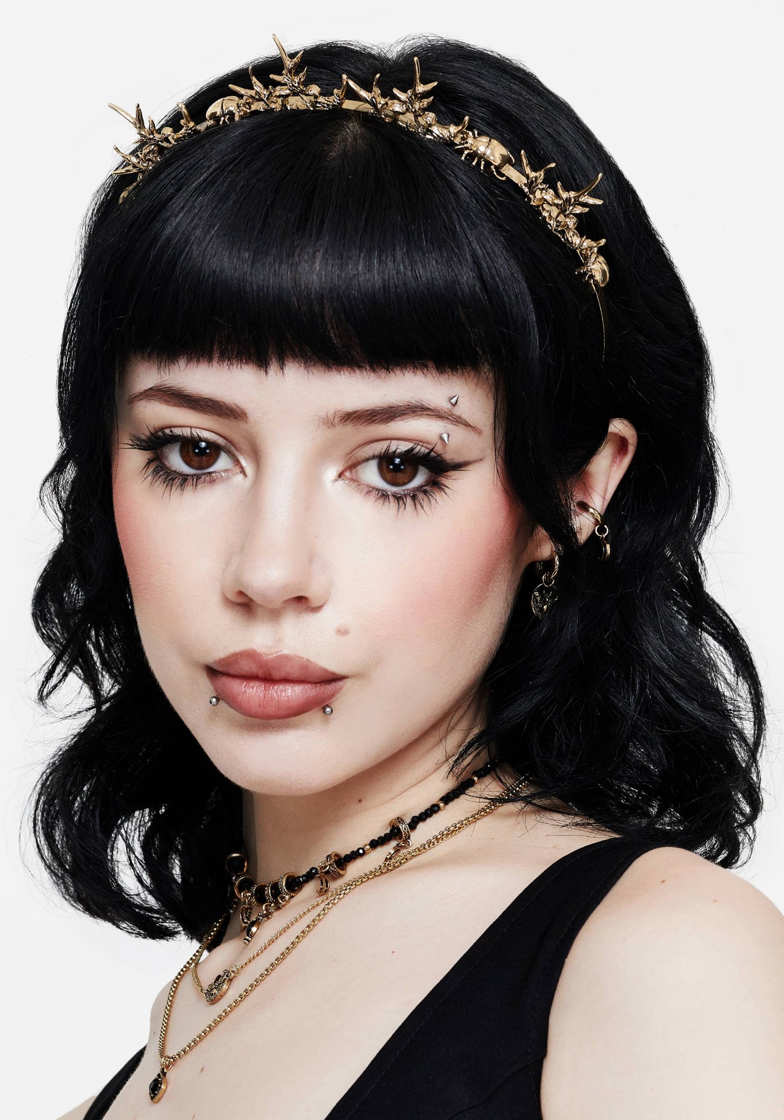 Gold Thorn Headband with Mushroom & Bugs Design | Maeve Thorn