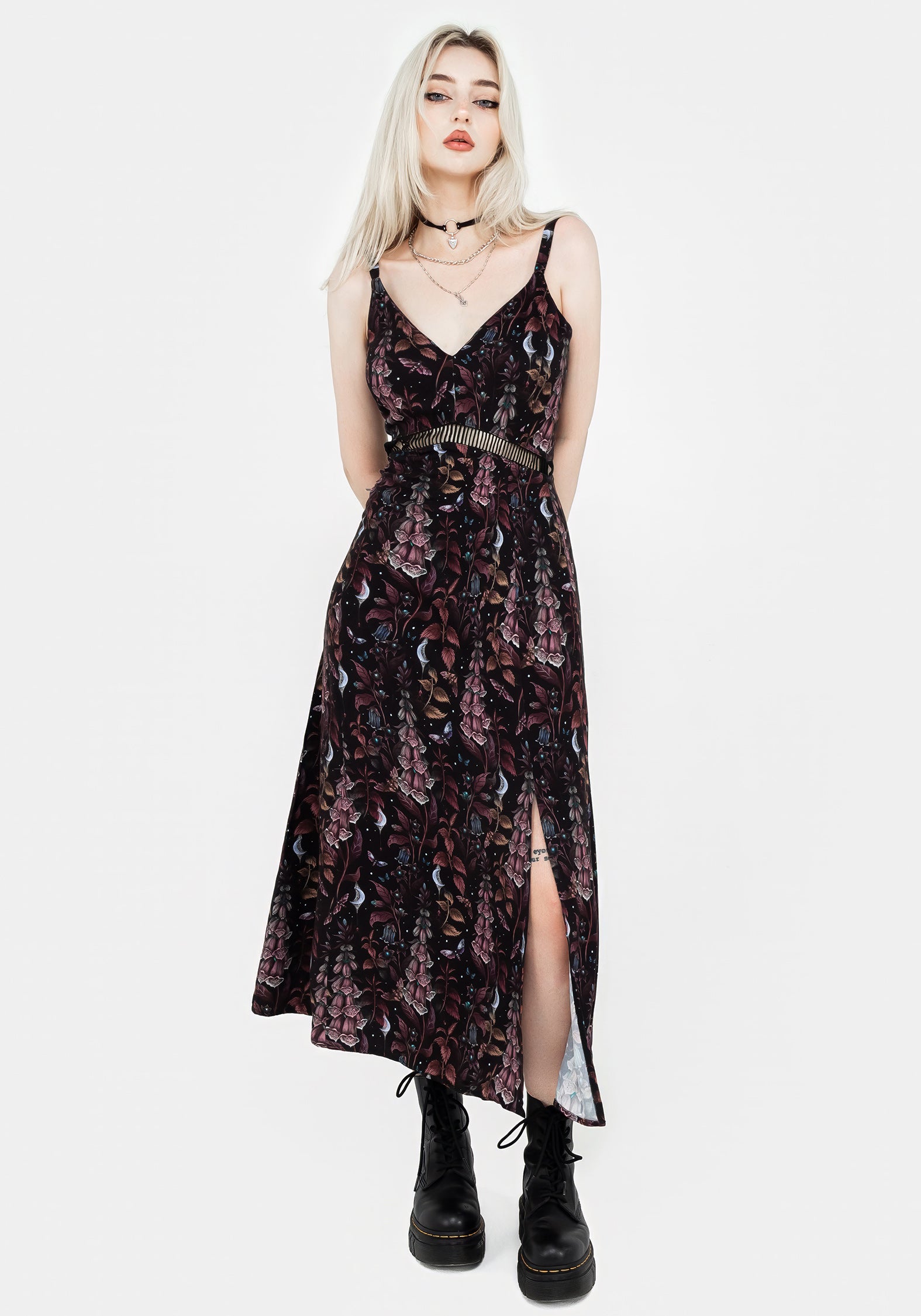 Flowy A-Line Cami Dress with Side Split & Cut-Out Waistband | Foxglove