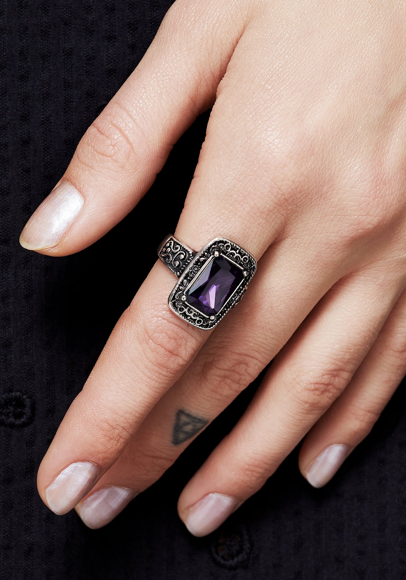 Vintage Silver Ring with Faux Stone | Domra Jewelry